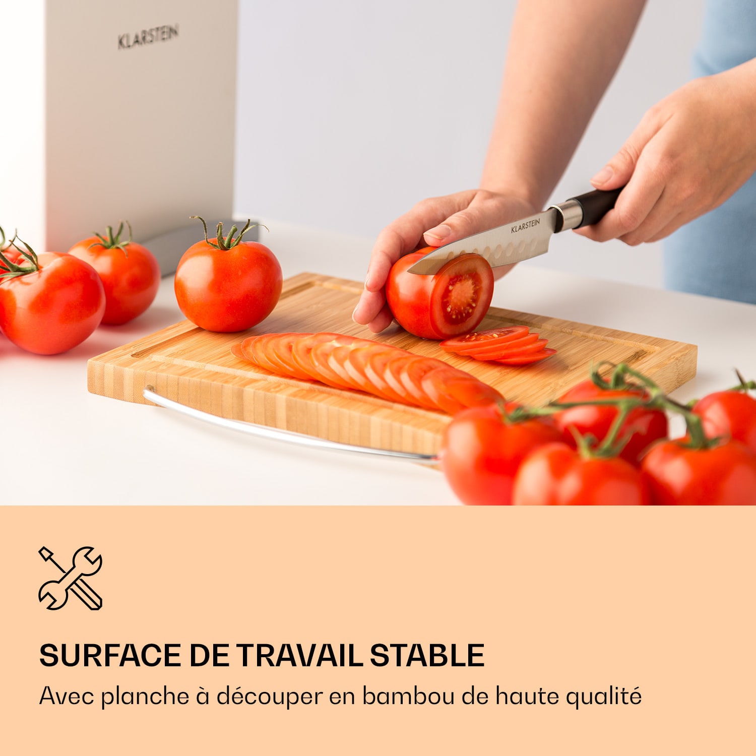 Kitano Plus Set de couteaux 9 pièces Planche à découper bloc bois bamb 