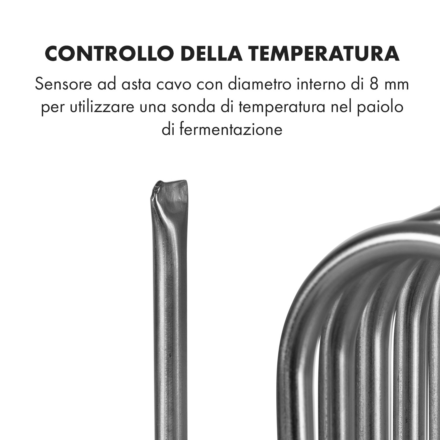 Gärkeller Coperchio Refrigerante Spirale a Immersione Sensore 1/2" Acciaio 304 