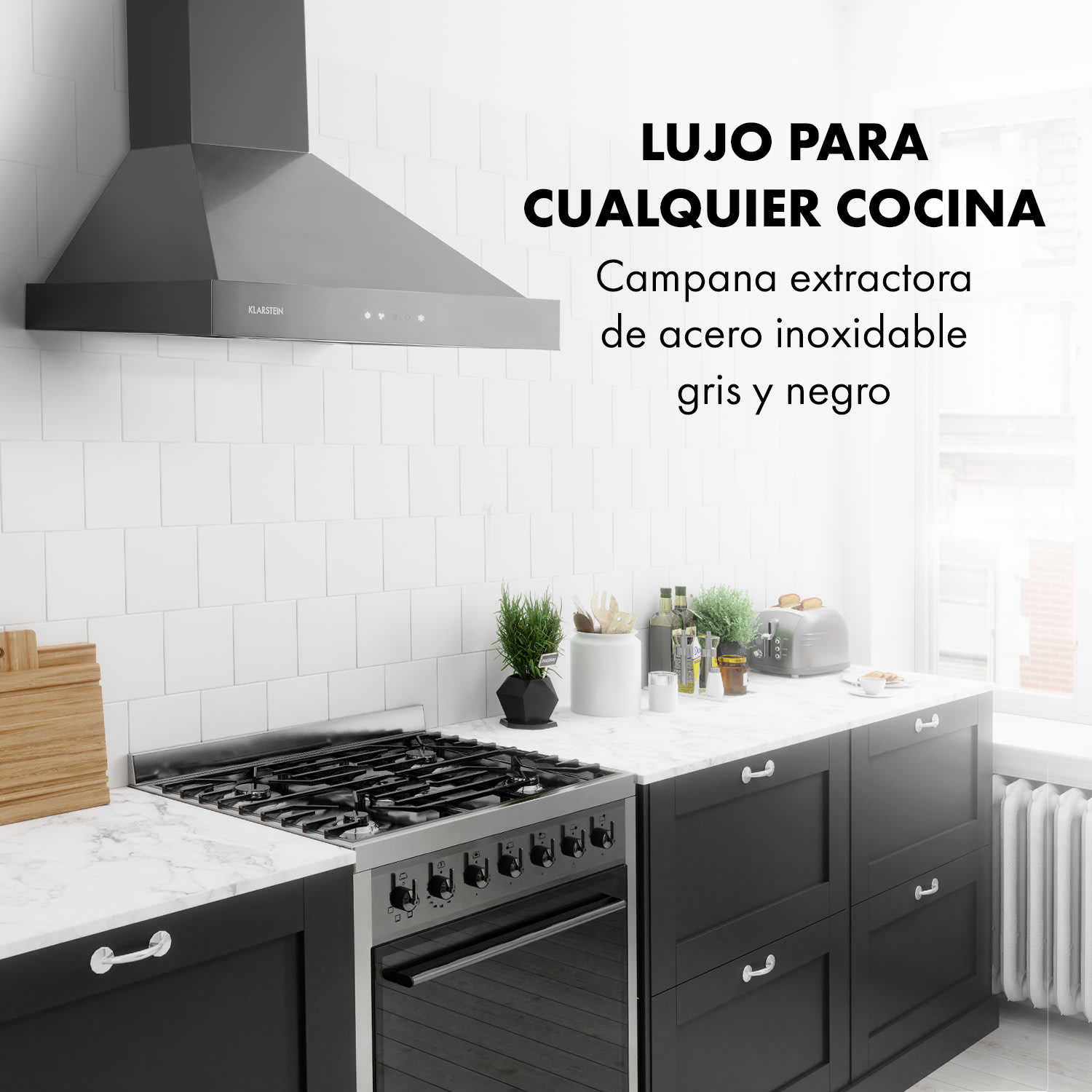 Isabella campana extractora 600 m3/h 3 niveles negro 