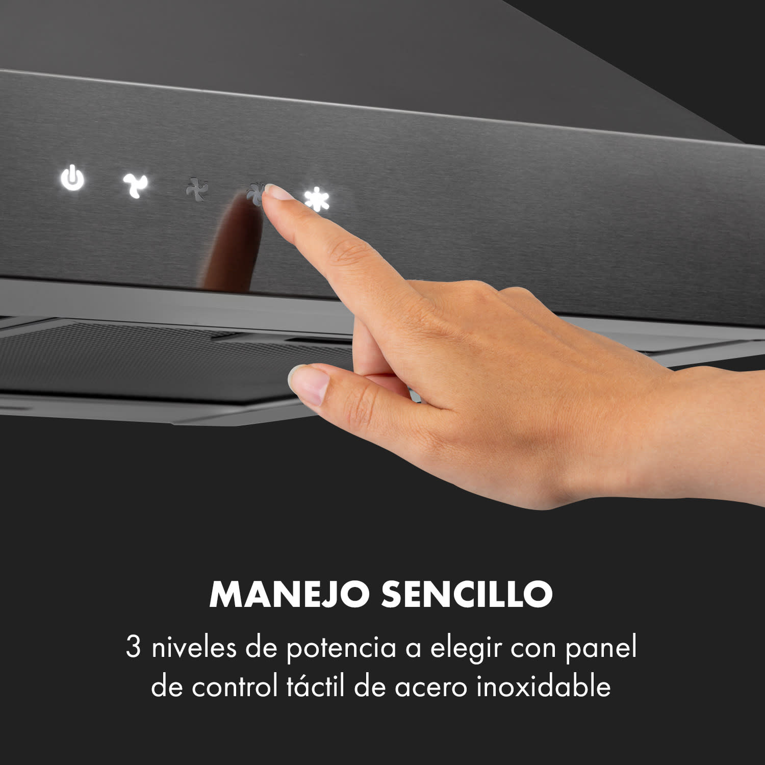 Isabella campana extractora 600 m3/h 3 niveles negro 