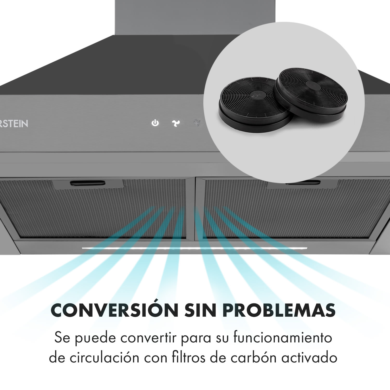 Isabella campana extractora 600 m3/h 3 niveles negro 