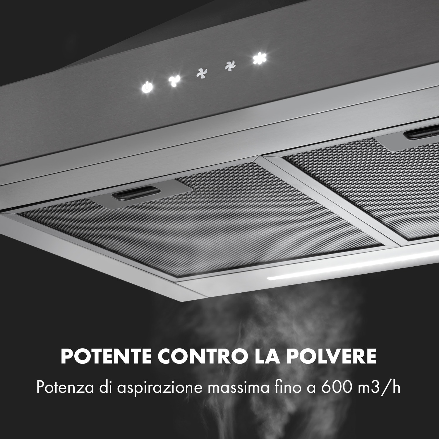 Isabella cappa aspirante 600 m3/h 3 livelli di potenza nero 