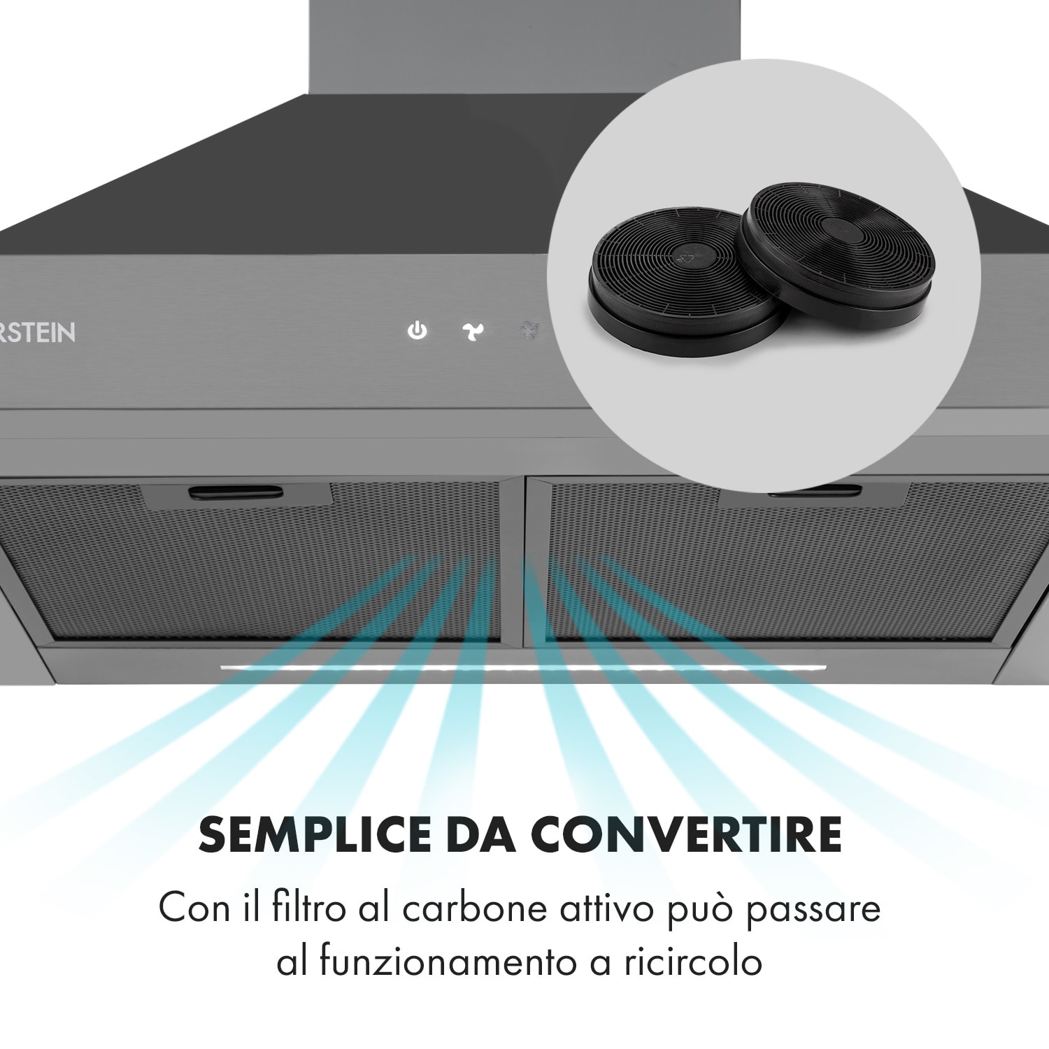 Isabella cappa aspirante 600 m3/h 3 livelli di potenza nero 