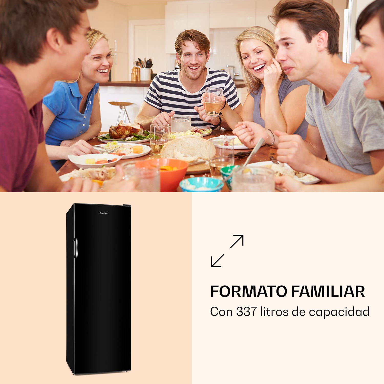 BigBoy Frigorífico 337l Crisper 6 niveles CEE Negro 323 L