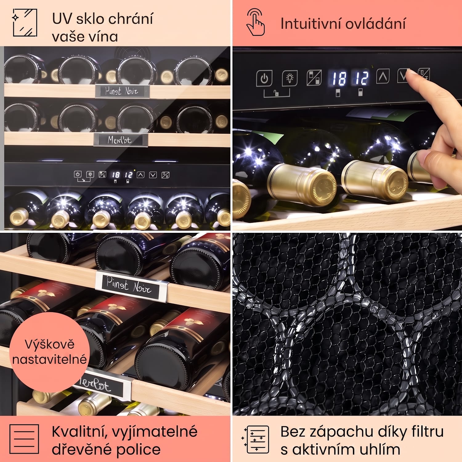 Vinsider 36, vinotéka, 94 l, 2 zóny, 5-22 °C, nerezová ocel 36 lahví | 2 chladicí zóny | Nerezová ocel