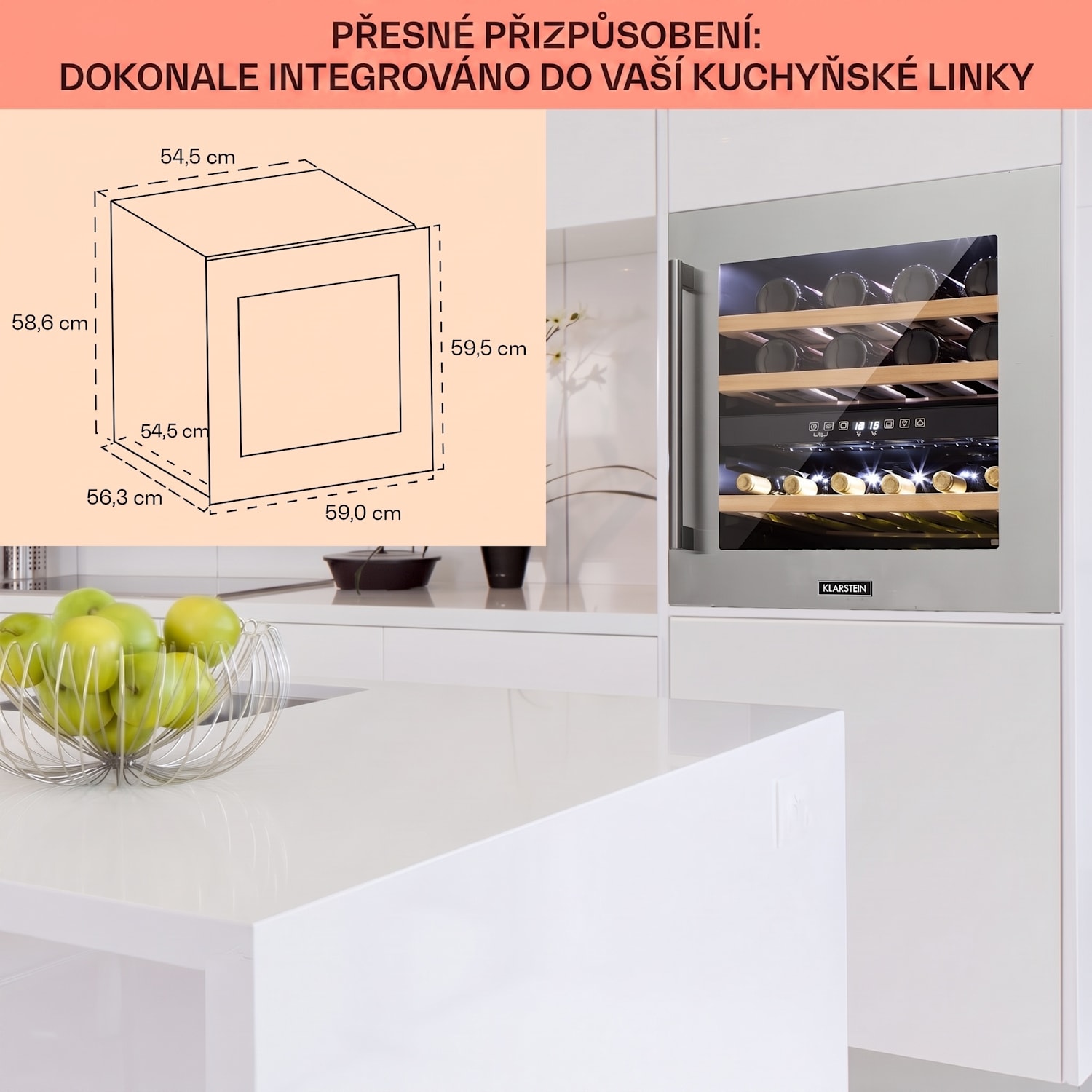 Vinsider 36, vinotéka, 94 l, 2 zóny, 5-22 °C, nerezová ocel 36 lahví | 2 chladicí zóny | Nerezová ocel