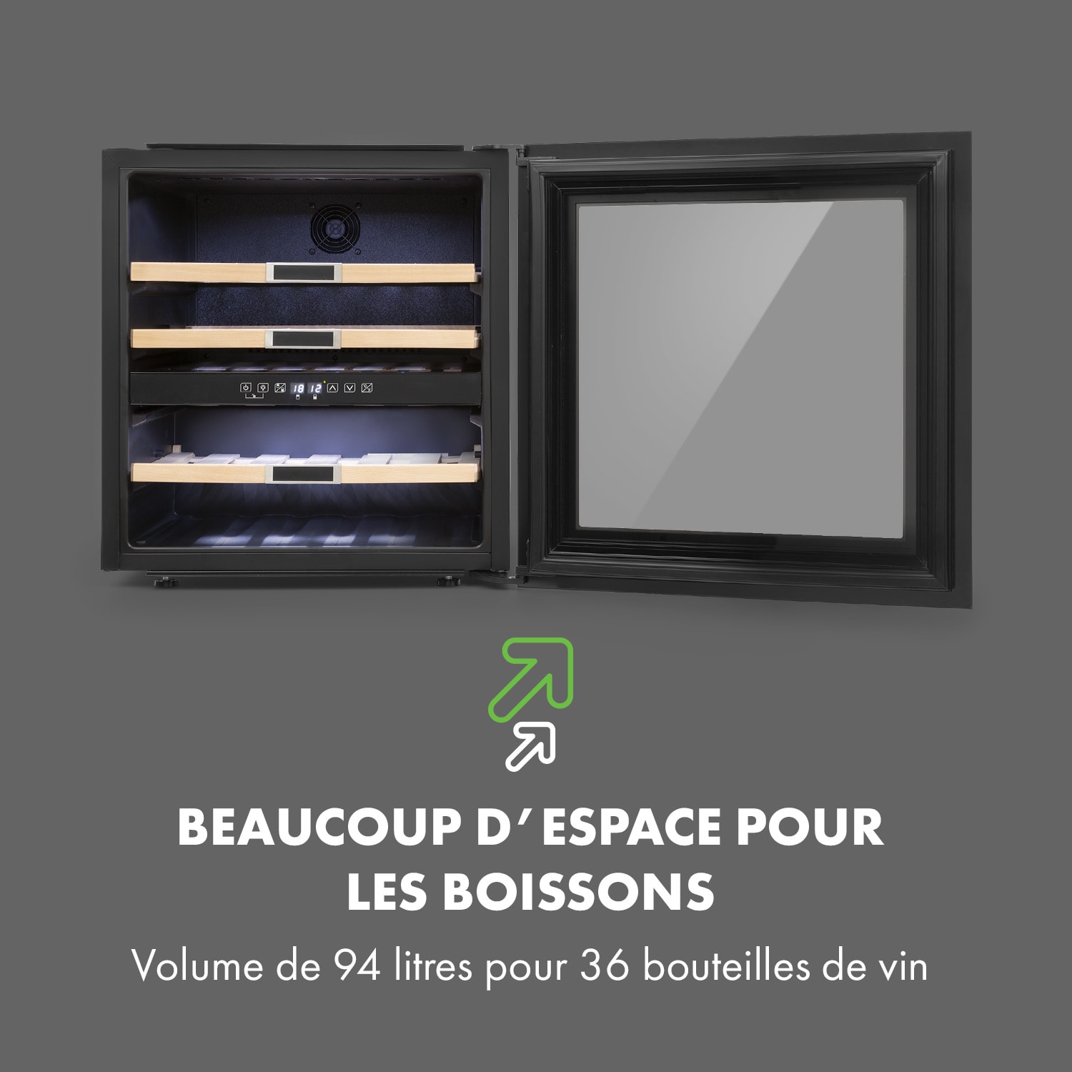 Vinsider 36 wijnkoelkast 2 koelzones 5-22°C 85 liter roestvrij staal 36 flessen | 2 koelzones | Roestvrij Staal