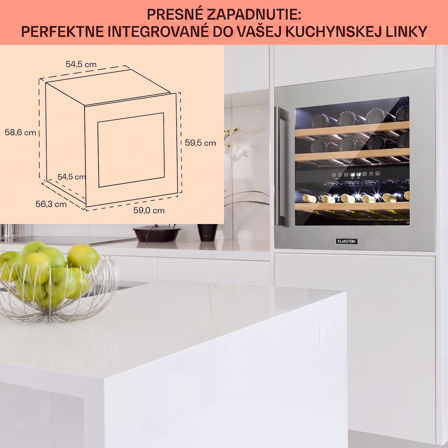 Vinsider 36, vinotéka, 94 l, 5-22°C, 2 zóny, nehrdzavejúca oceľ 36 fliaš | 2 chladiace zóny | Nehrdzavejúca oceľ