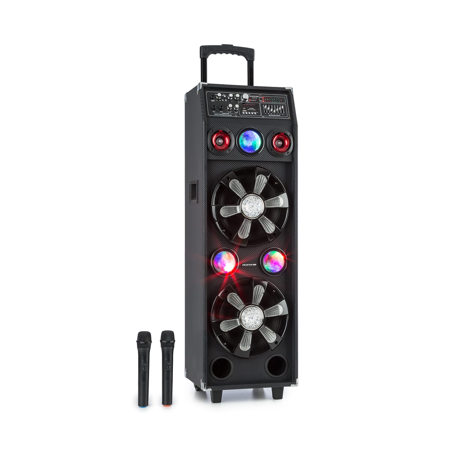 DisGo Box 2100 PA-Anlage 100W RMS BT SD-Slot LEDs USB Akku 