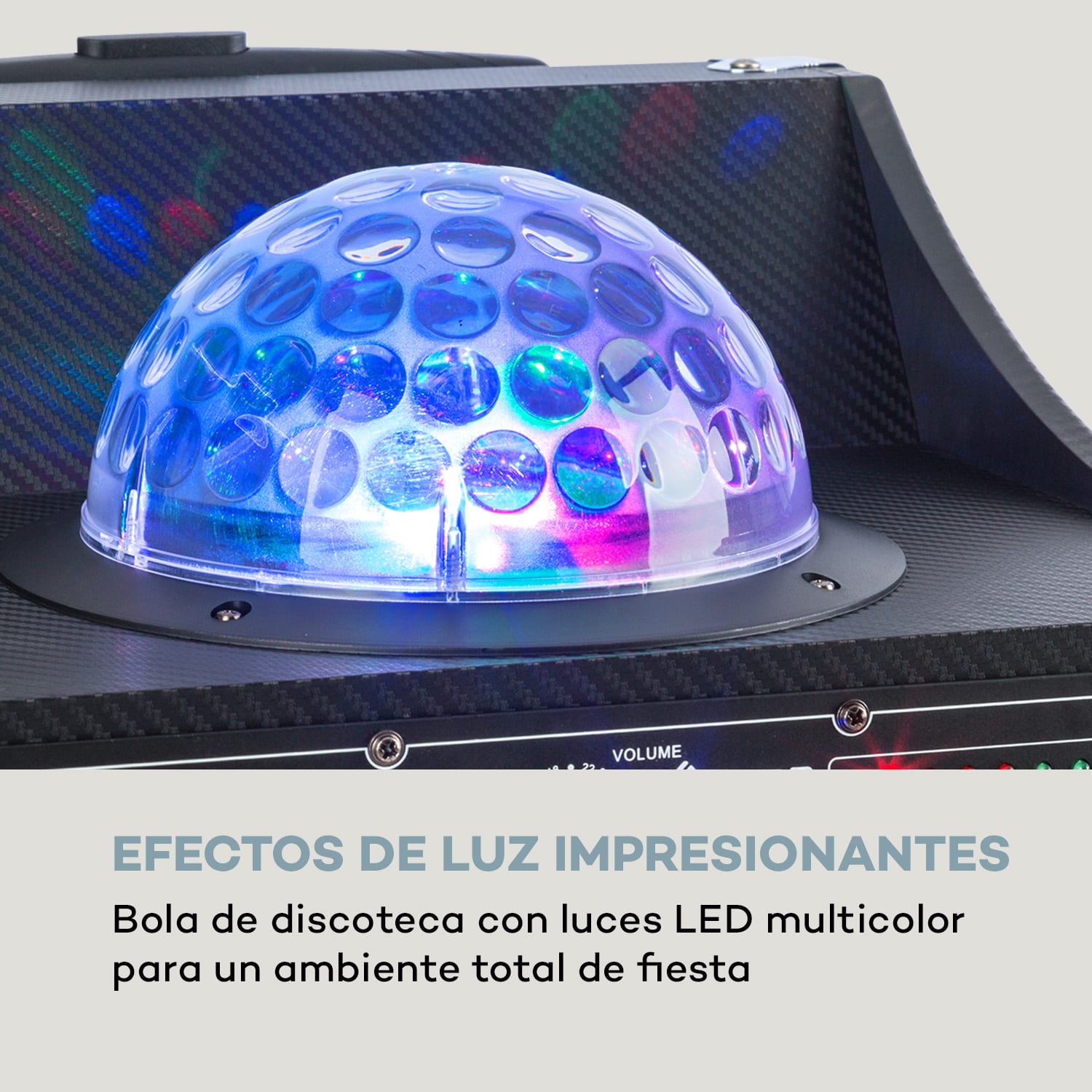 DisGo Box 100 Sistema de megafonía móvil 50W RMS BT ranura SD LEDs Batería USB negro 