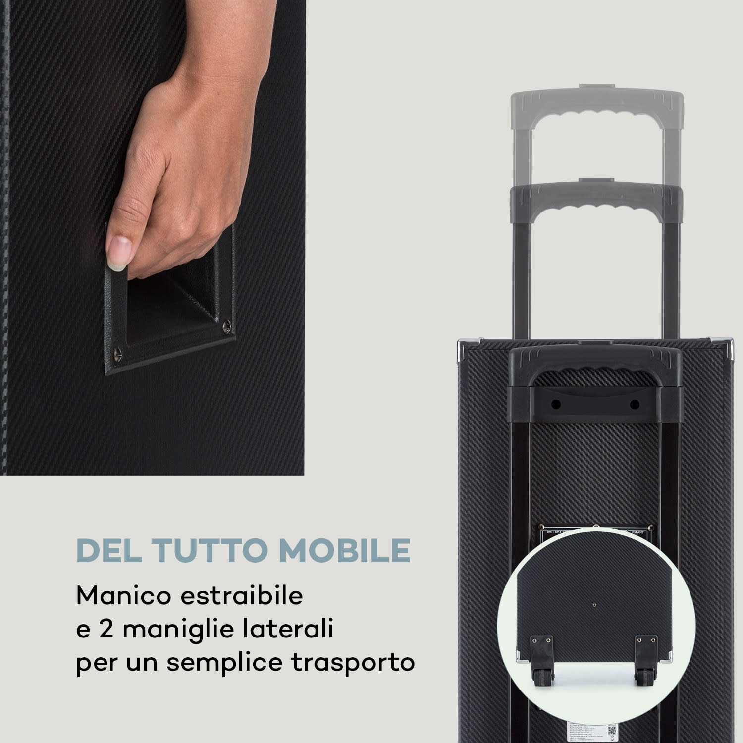 DisGo Box 100 impianto PA portatile 50W RMS BT slot SD LED USB batteria nero 