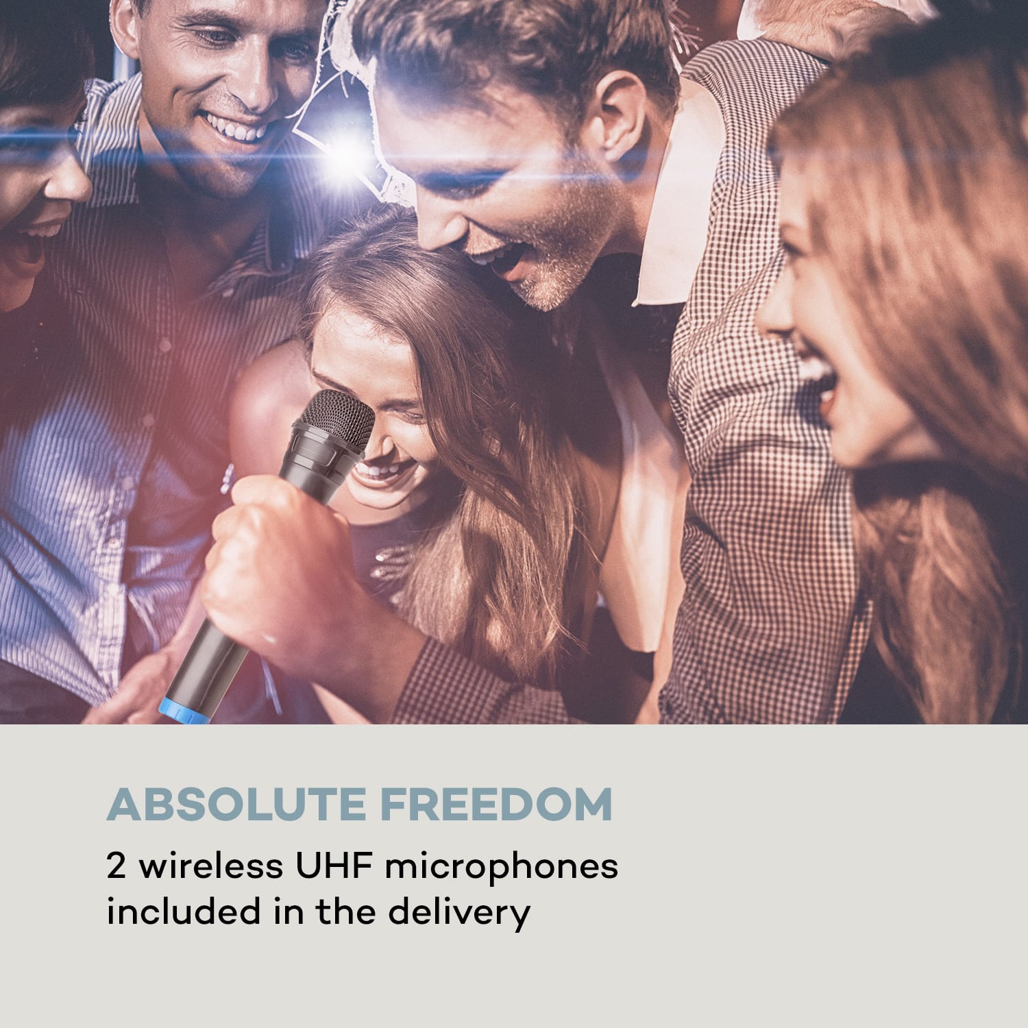 DisGo Box 100, prenosný PA systém, 50 W RMS, BT, SD slot, LED diódy, USB, akumulátor, čierny