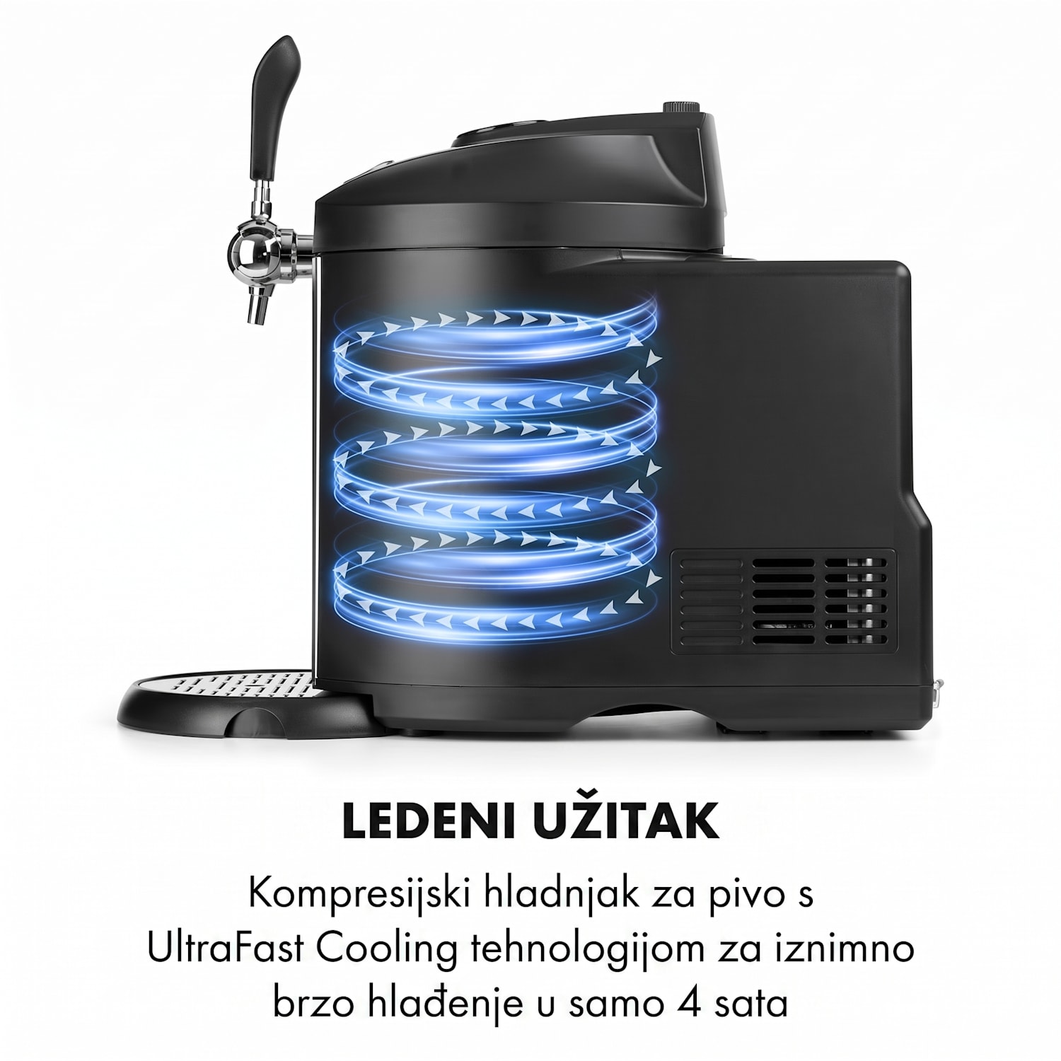 Beerkules, aparat za točenje, 5L bačve, kompresor, 120W, crni Crna / srebrna metalik