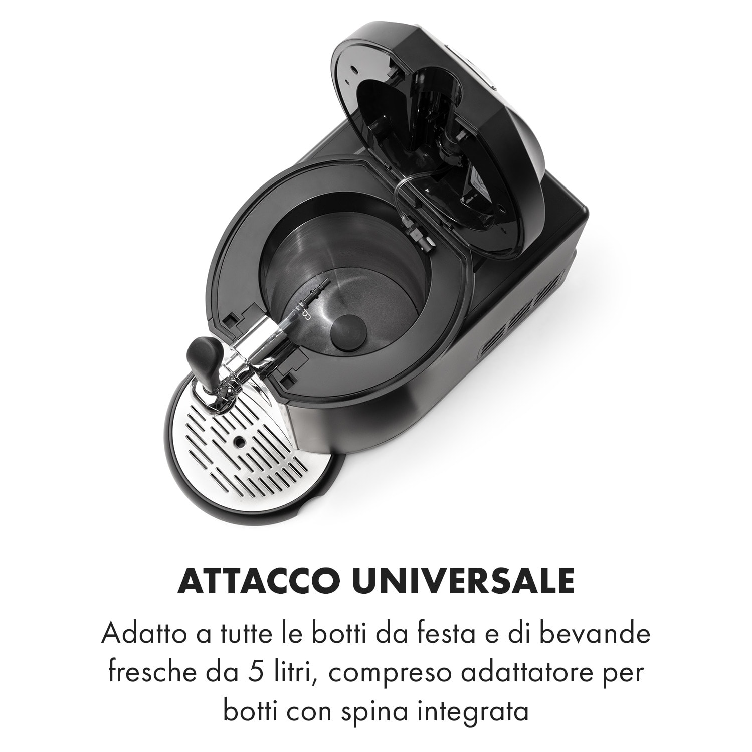 Beerkules impianto per spillare birra fusti da 5l | compressore | 120W nero Nero / Argento metallizzato
