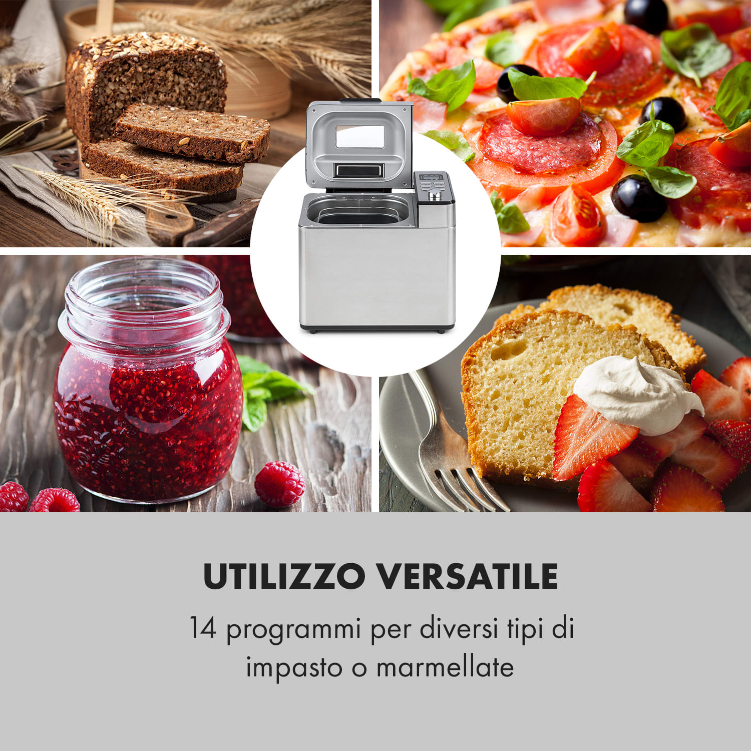 Brotilde Family Macchina del Pane 14 Programmi Display LCD Acciaio Inox 