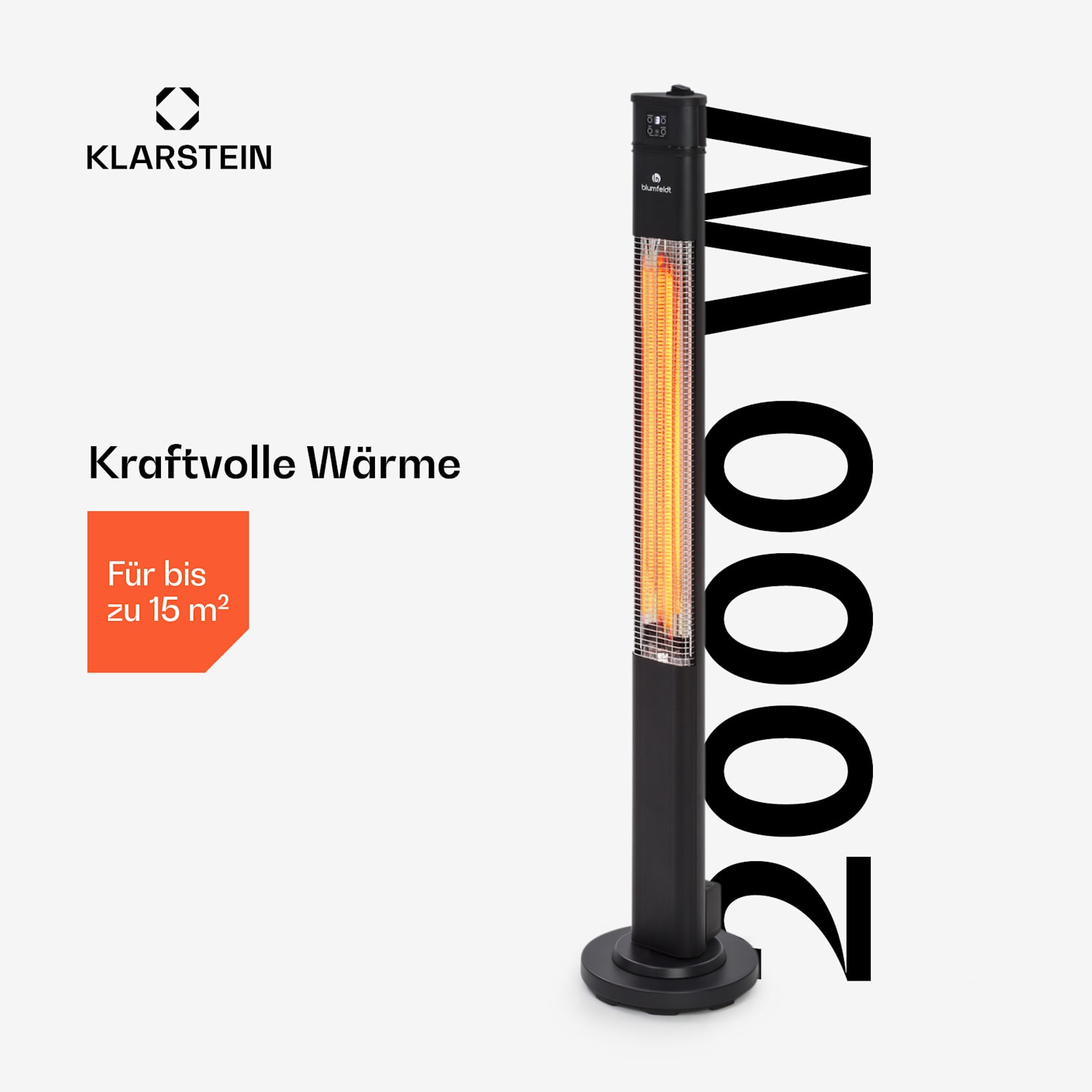 Heat Guru Plus Infrarot-Heizstrahler 2000W 3 Heizstufen Fernbedienung 2000 W | Schwarz