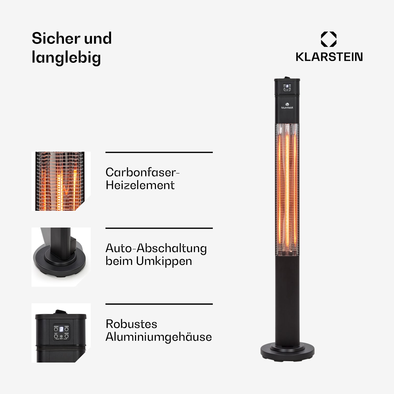 Heat Guru Plus Infrarot-Heizstrahler 2000W 3 Heizstufen Fernbedienung 2000 W | Schwarz