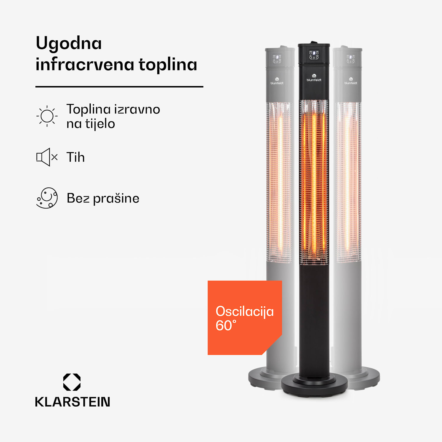 Heat Guru Plus, infracrveni grijač, 2000 W, 3 razine grijanja, daljinski upravljač, crni 2000 W | Crna