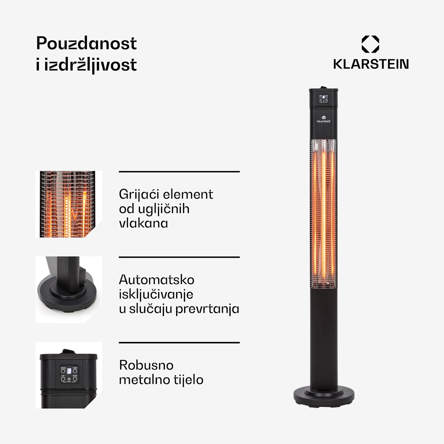 Heat Guru Plus, infracrveni grijač, 2000 W, 3 razine grijanja, daljinski upravljač, crni 2000 W | Crna
