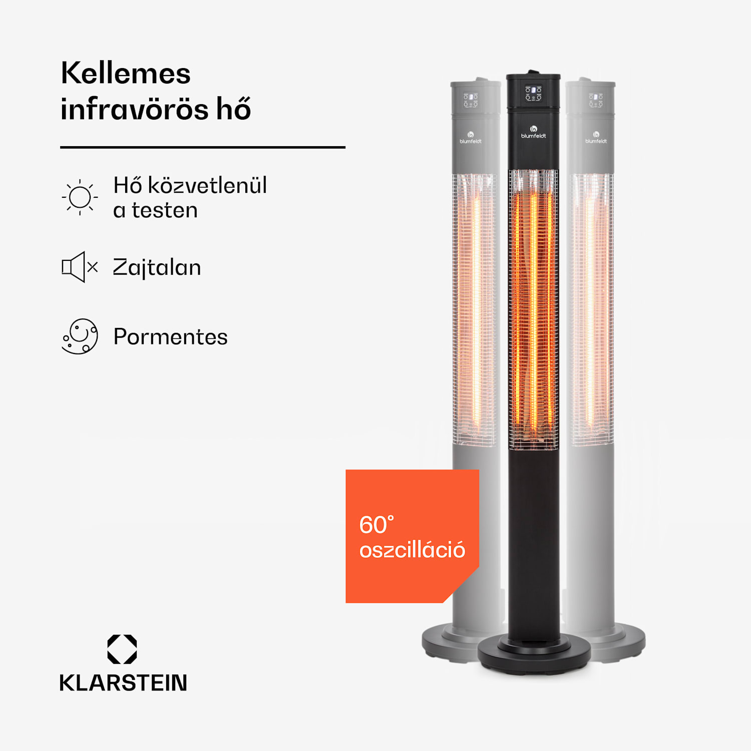Heat Guru Plus, infravörös hősugárzó, 2000 W, 3 fűtési fokozat, távirányító, fekete 2000 W | Fekete