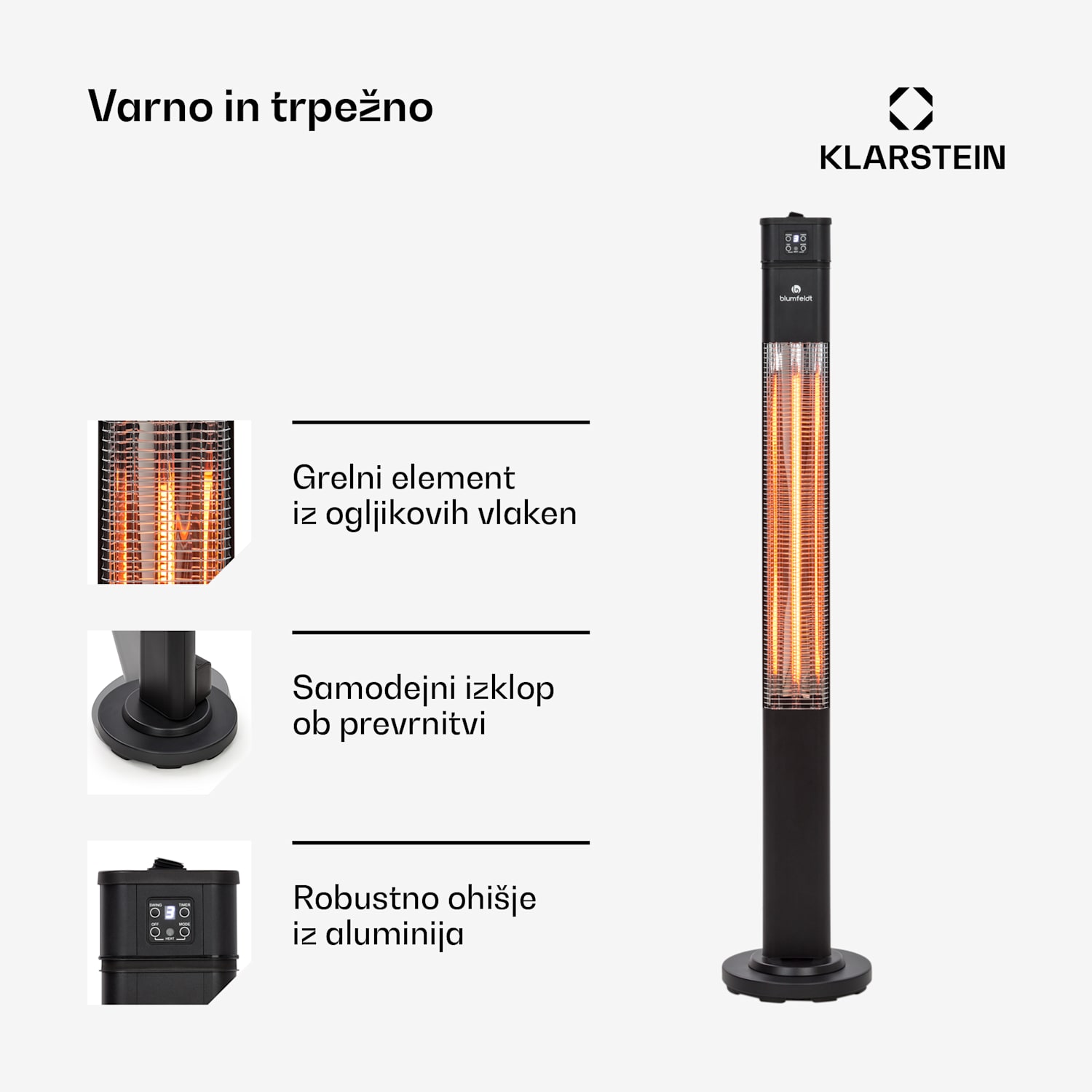 Heat Guru Plus, infrardeči grelnik, 2000 W, 3 stopnje gretja, daljinski upravljalnik, črn 2000 W | Črna