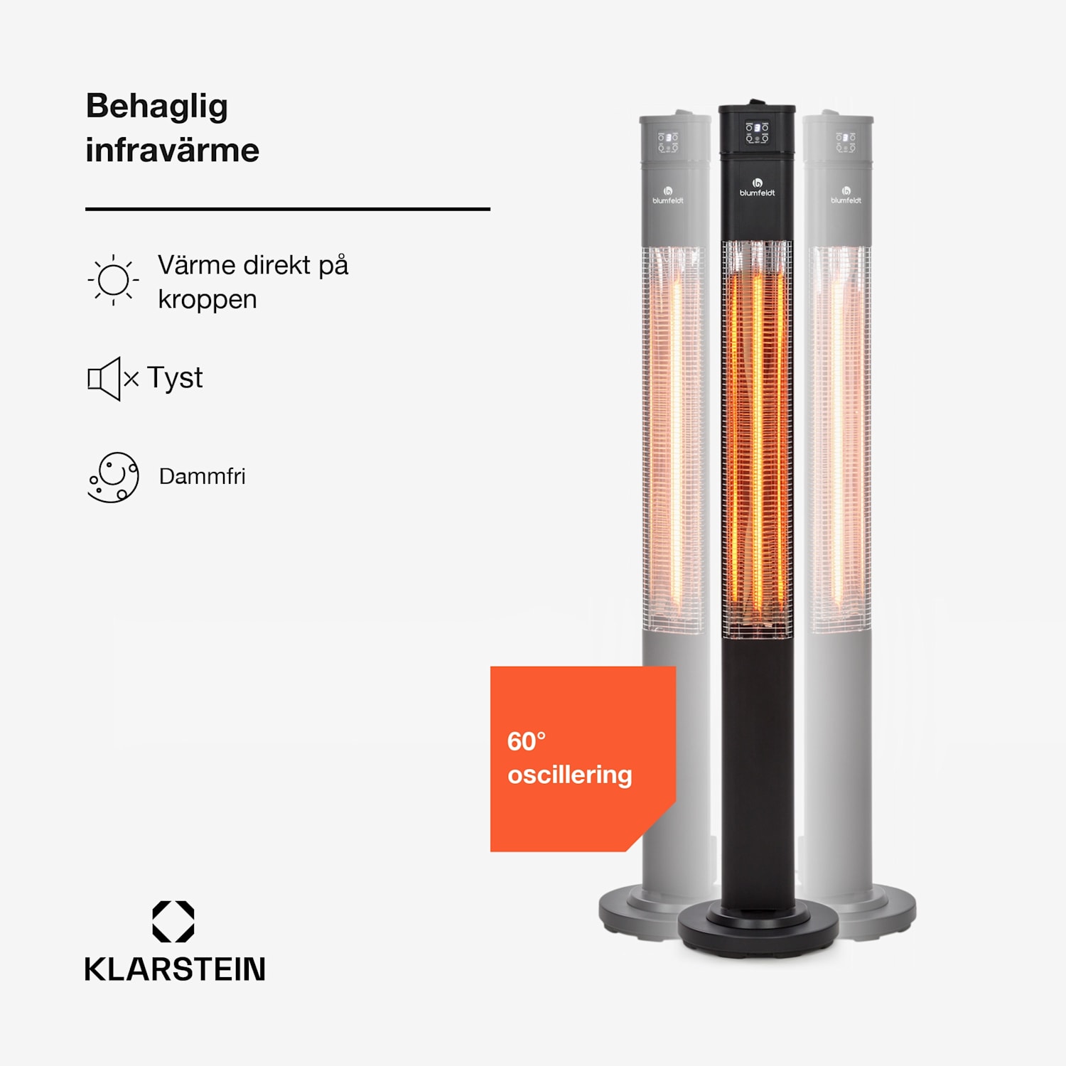 Heat Guru värmestrålare 2 000 W 3 värmenivåer fjärrkontroll svart 2000 W | Svart