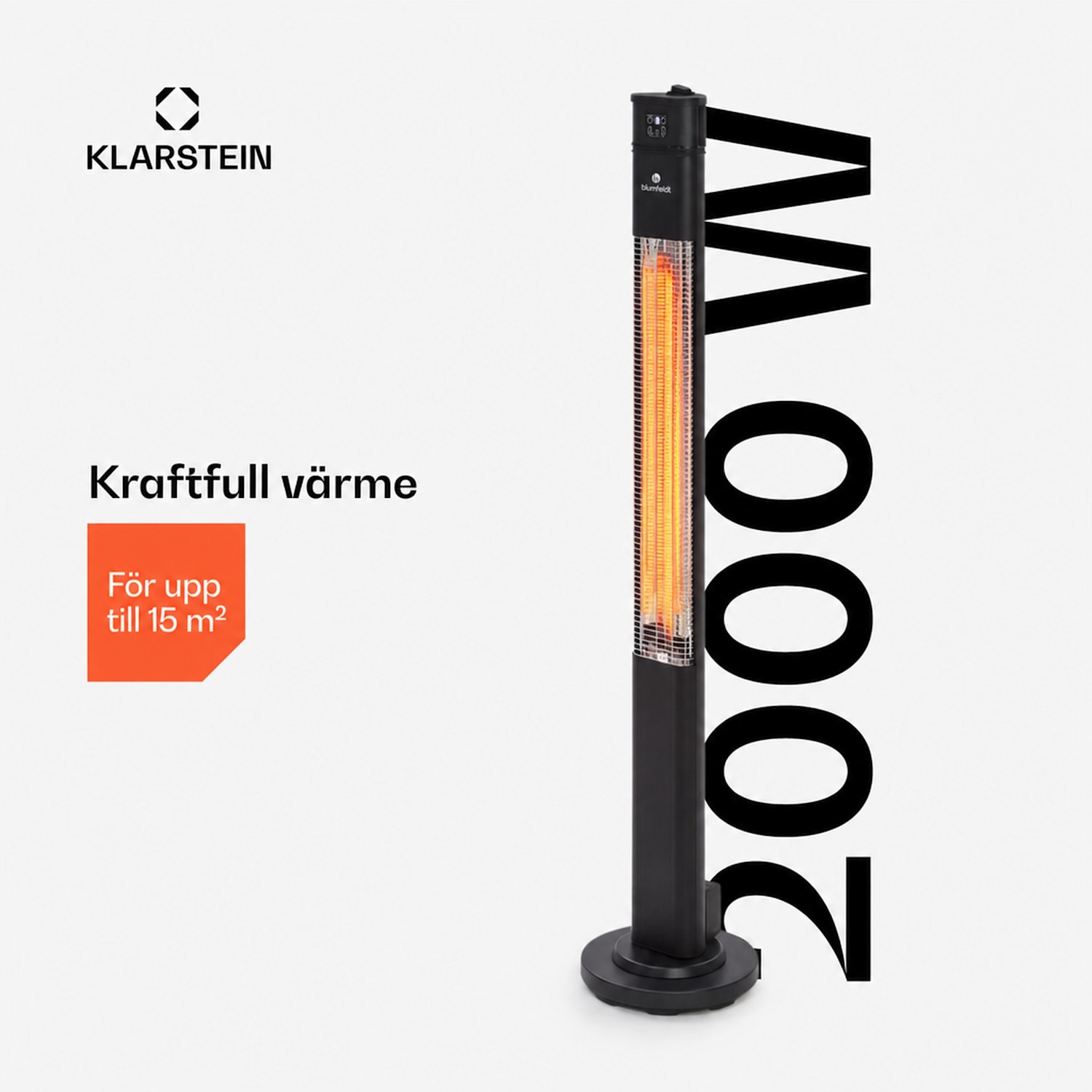 Heat Guru värmestrålare 2 000 W 3 värmenivåer fjärrkontroll svart 2000 W | Svart