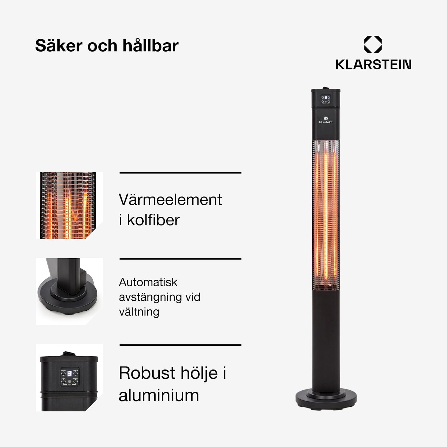 Heat Guru värmestrålare 2 000 W 3 värmenivåer fjärrkontroll svart 2000 W | Svart