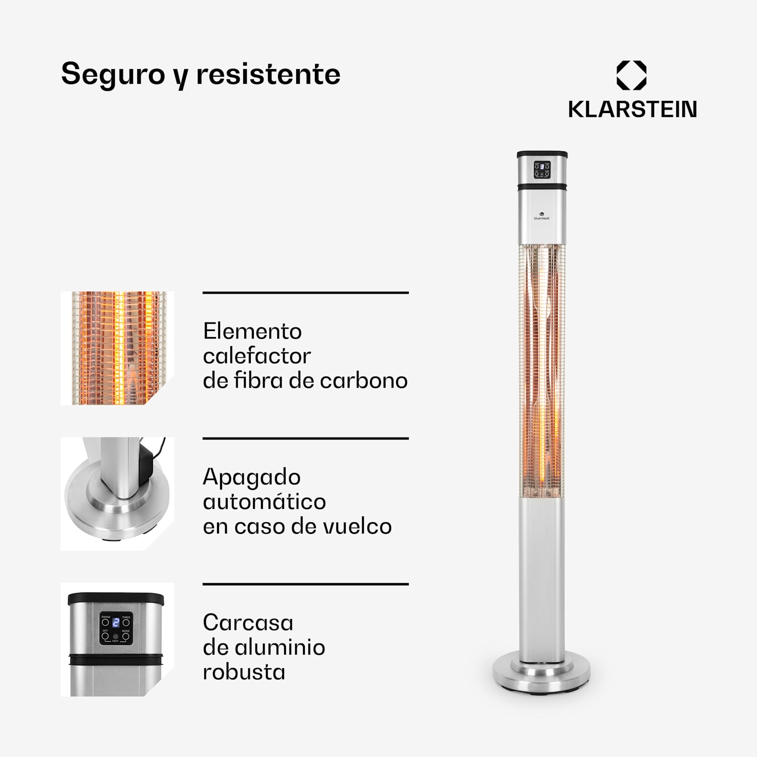 Heat Guru Plus Radiador 2000 W 3 niveles de calor Mando a distancia Plateado 