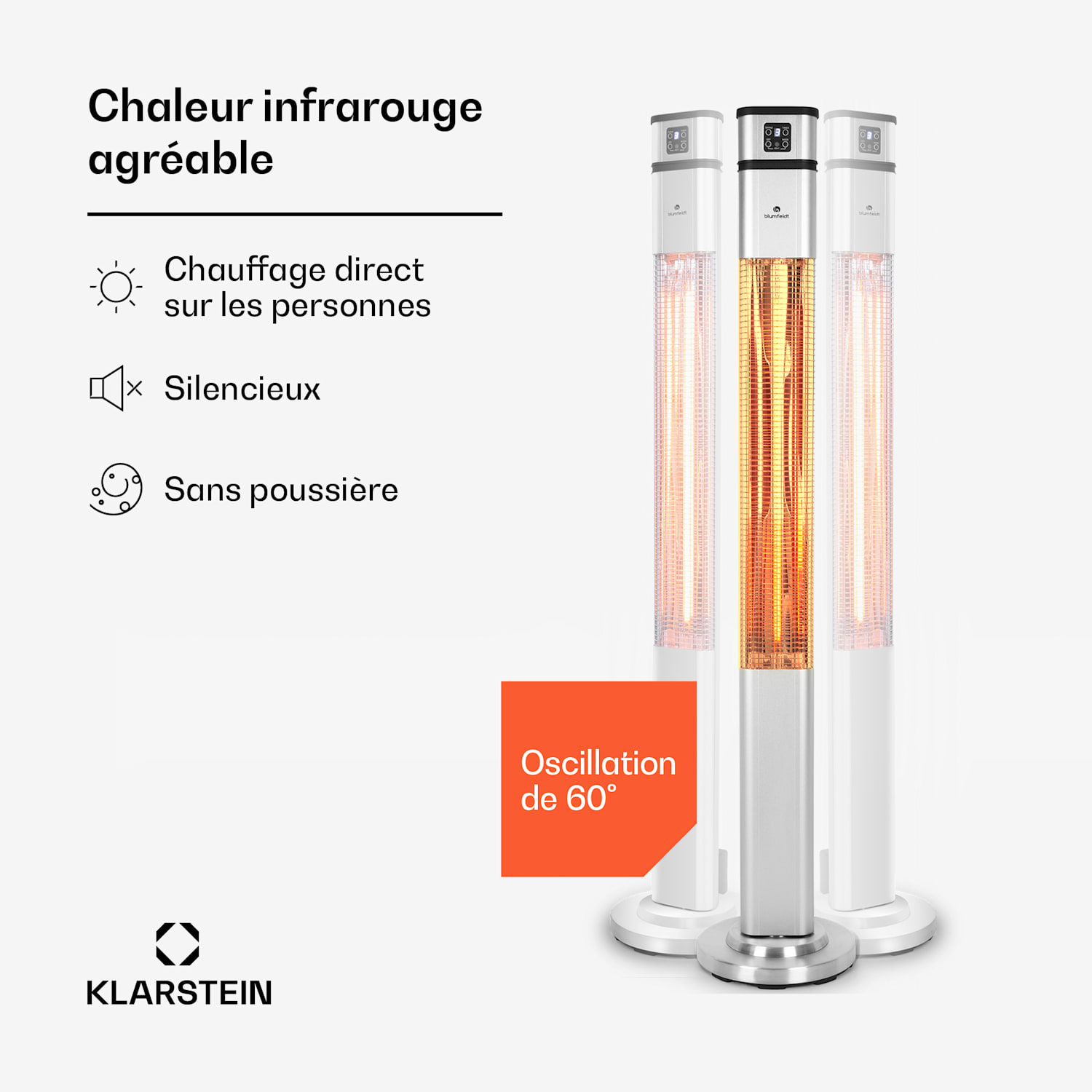 Heat Guru Plus radiateur 2000 W 3 vitesses Télécommande argent 2000 W | Argent