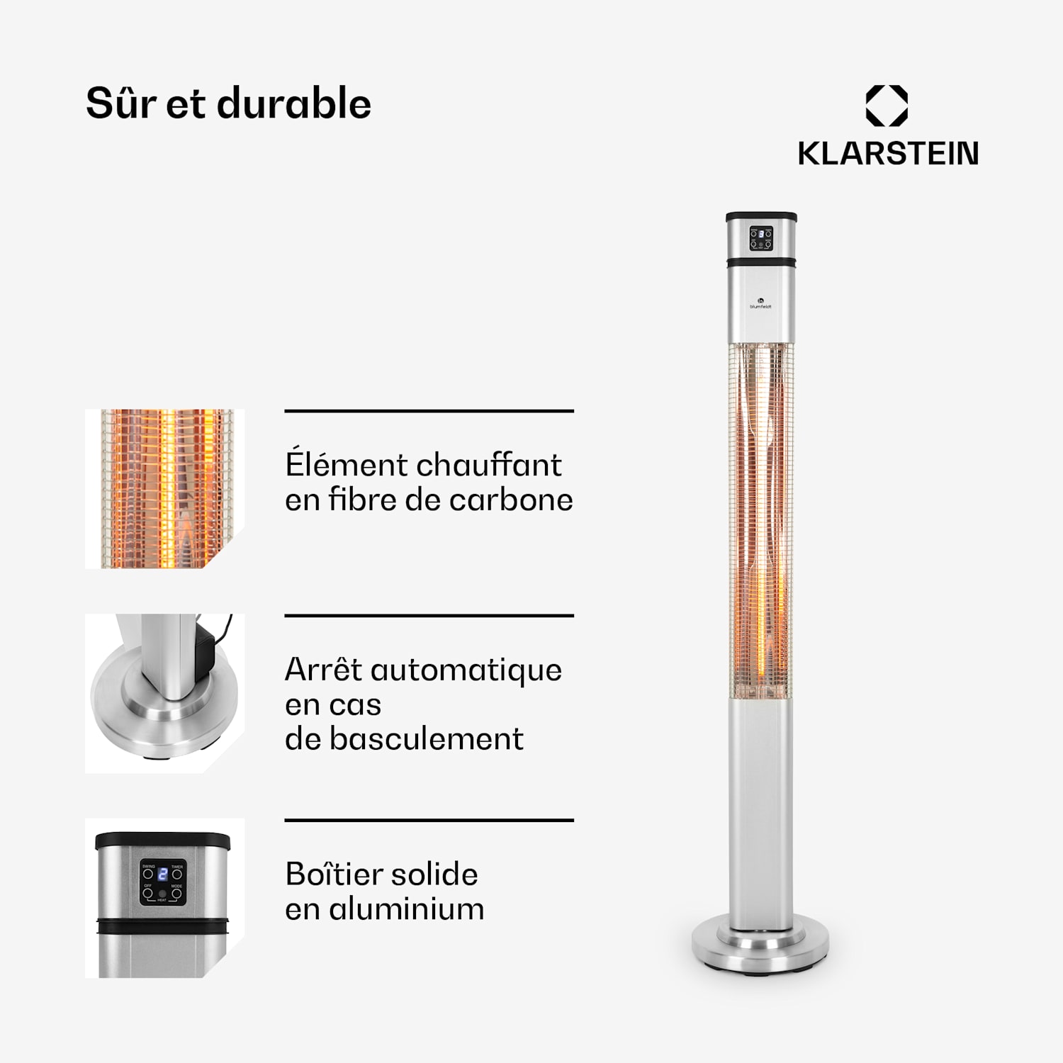 Heat Guru Plus radiateur 2000 W 3 vitesses Télécommande argent 2000 W | Argent