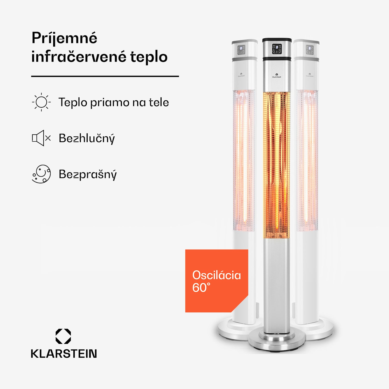 Heat Guru Plus, infračervený ohrievač, 2000 W, 3 stupne ohrevu, diaľkový ovládač, strieborný 2000 W | Strieborná