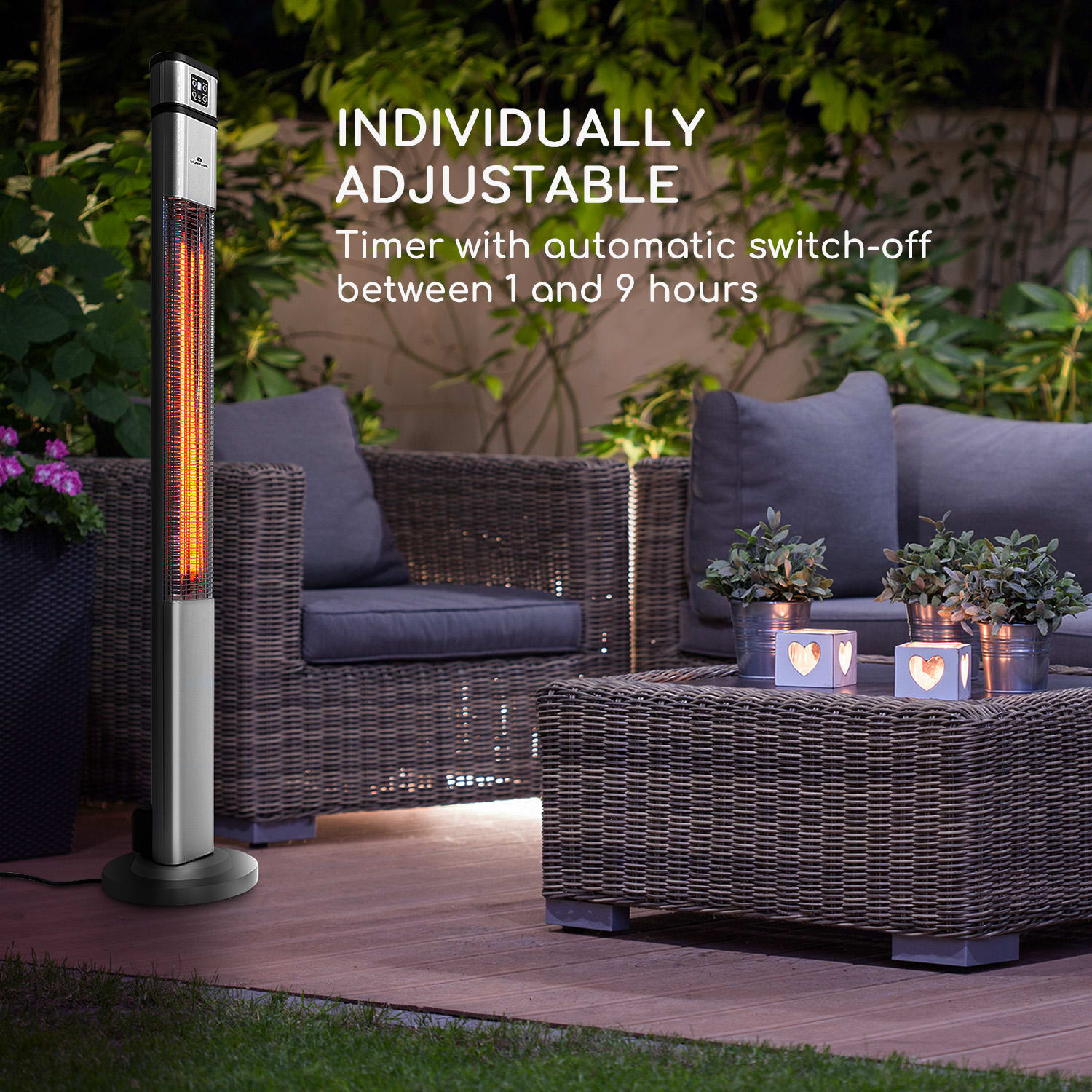 Heat Guru Radiador 2000 W 3 niveles de calor Mando a distancia Plateado 2000 W | Plata
