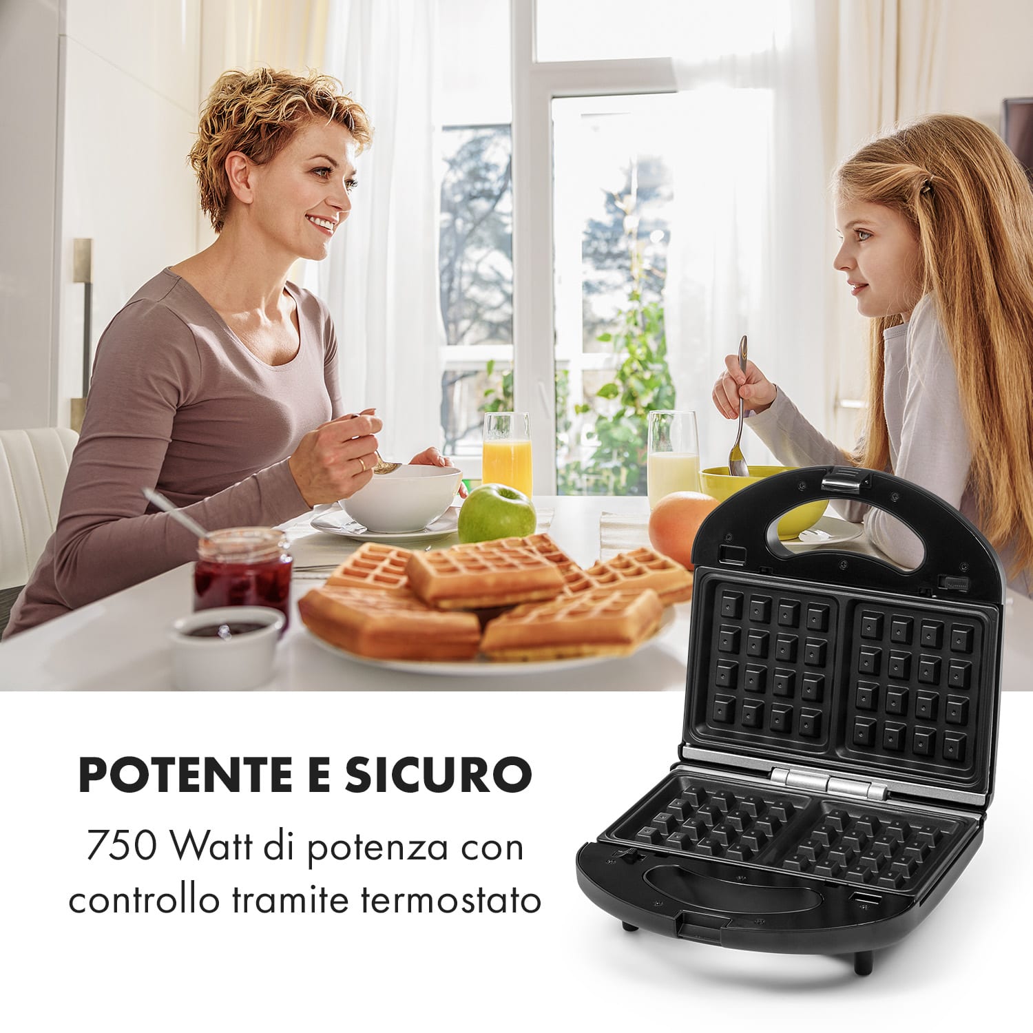 Trilit 3 in 1 Sandwich Maker 750W 3 piastre grill LED antiaderente nero Nero