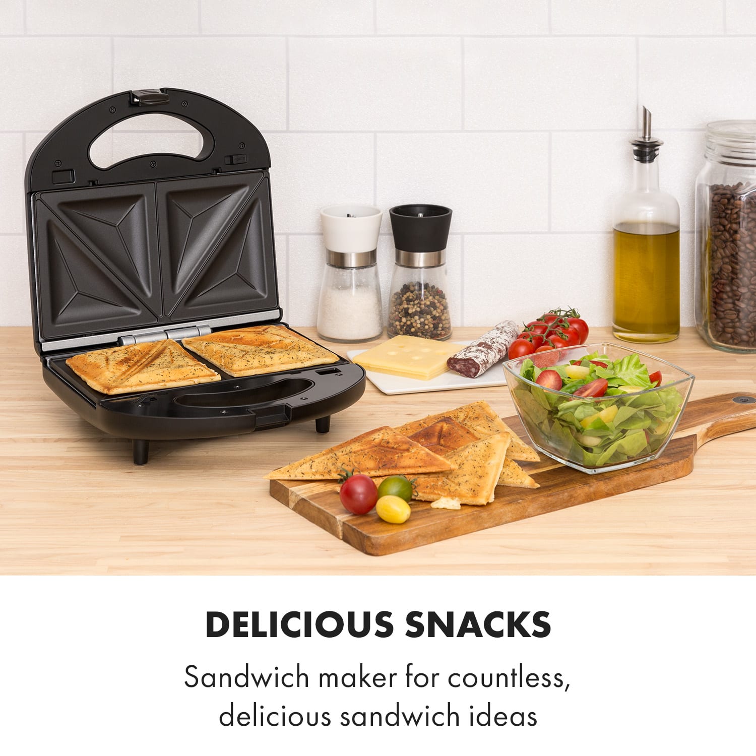 Trilit 3-in-1 Sandwich Maker 750W 3 bakplaten LED anti-aanbaklaag zwart Zwart