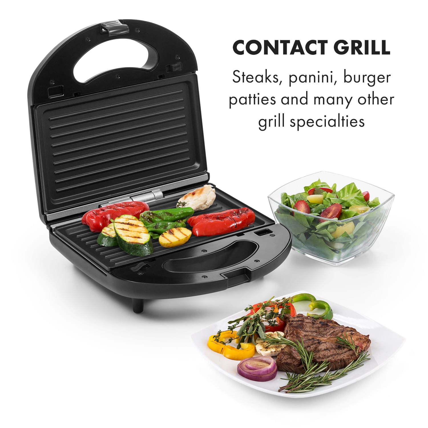 Trilit 3-in-1 Sandwich Maker 750W 3 bakplaten LED anti-aanbaklaag zwart Zwart