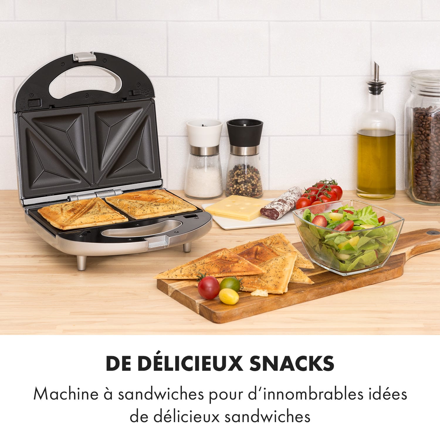 Trilit 3-in-1 Sandwich Maker 750W 3 bakplaten LED anti-aanbaklaag zilver Zilver