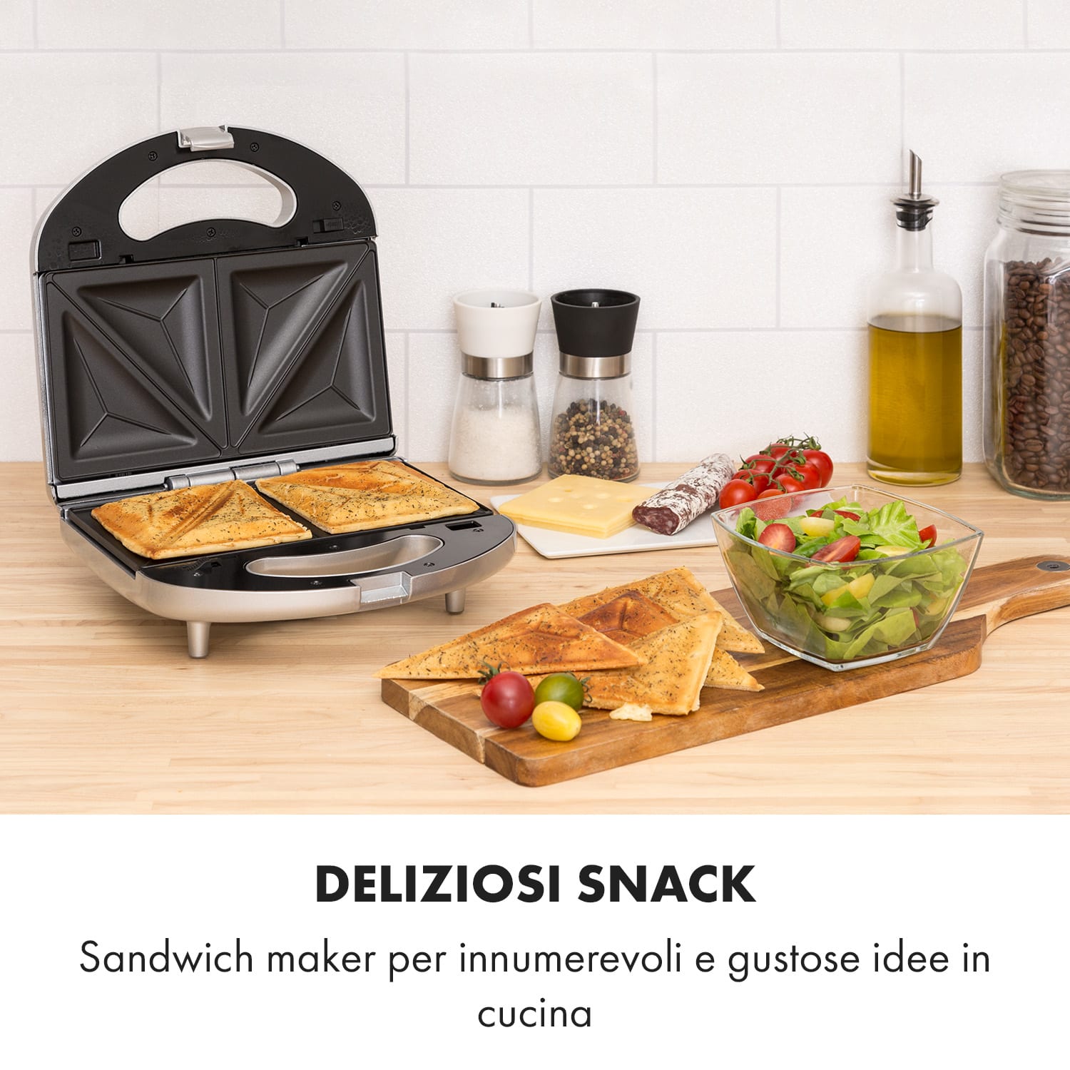 Trilit 3 in 1 Sandwich Maker 750W 3 piastre grill LED antiaderente argento Argento