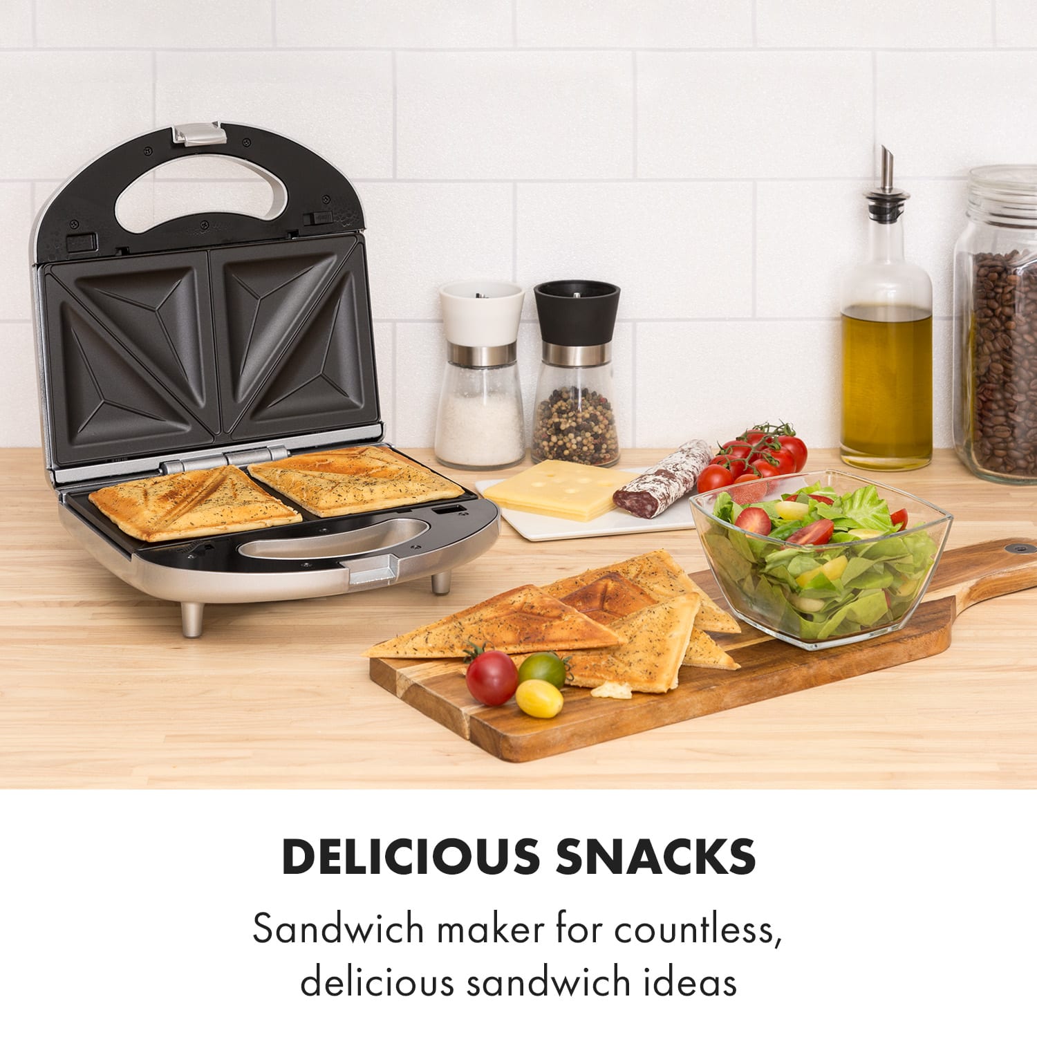 Trilit 3-in-1 Sandwich Maker 750W 3 bakplaten LED anti-aanbaklaag zilver Zilver