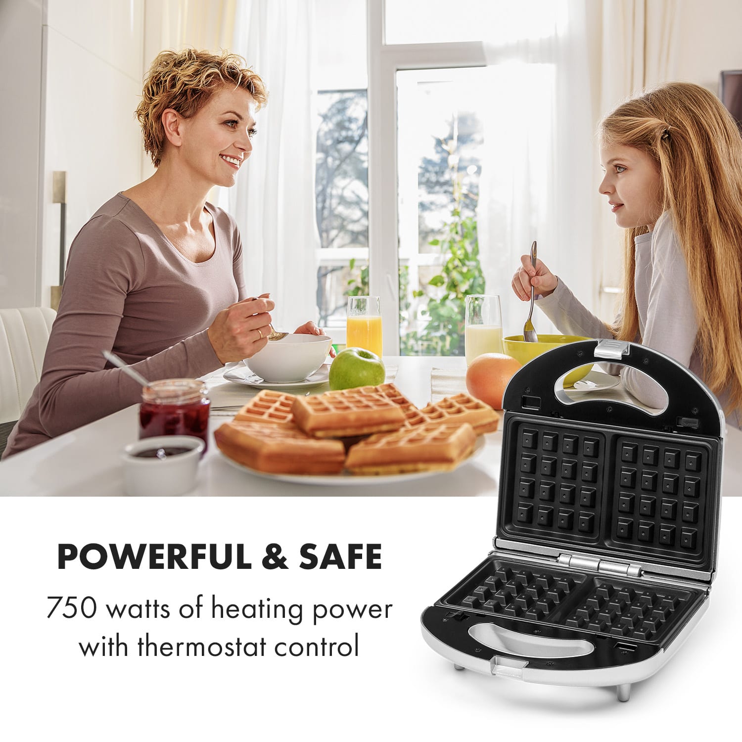 Trilit 3-in-1 Sandwich Maker 750W 3 bakplaten LED anti-aanbaklaag zilver Zilver