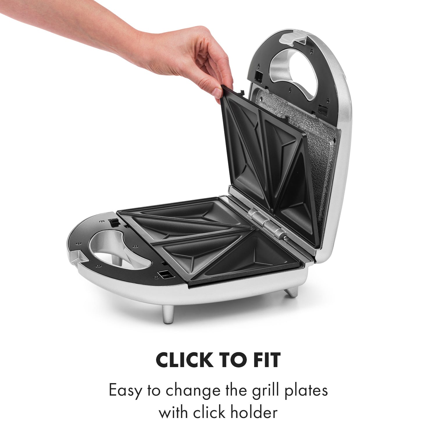 Trilit 3-in-1 Sandwich Maker 750W 3 bakplaten LED anti-aanbaklaag zilver Zilver