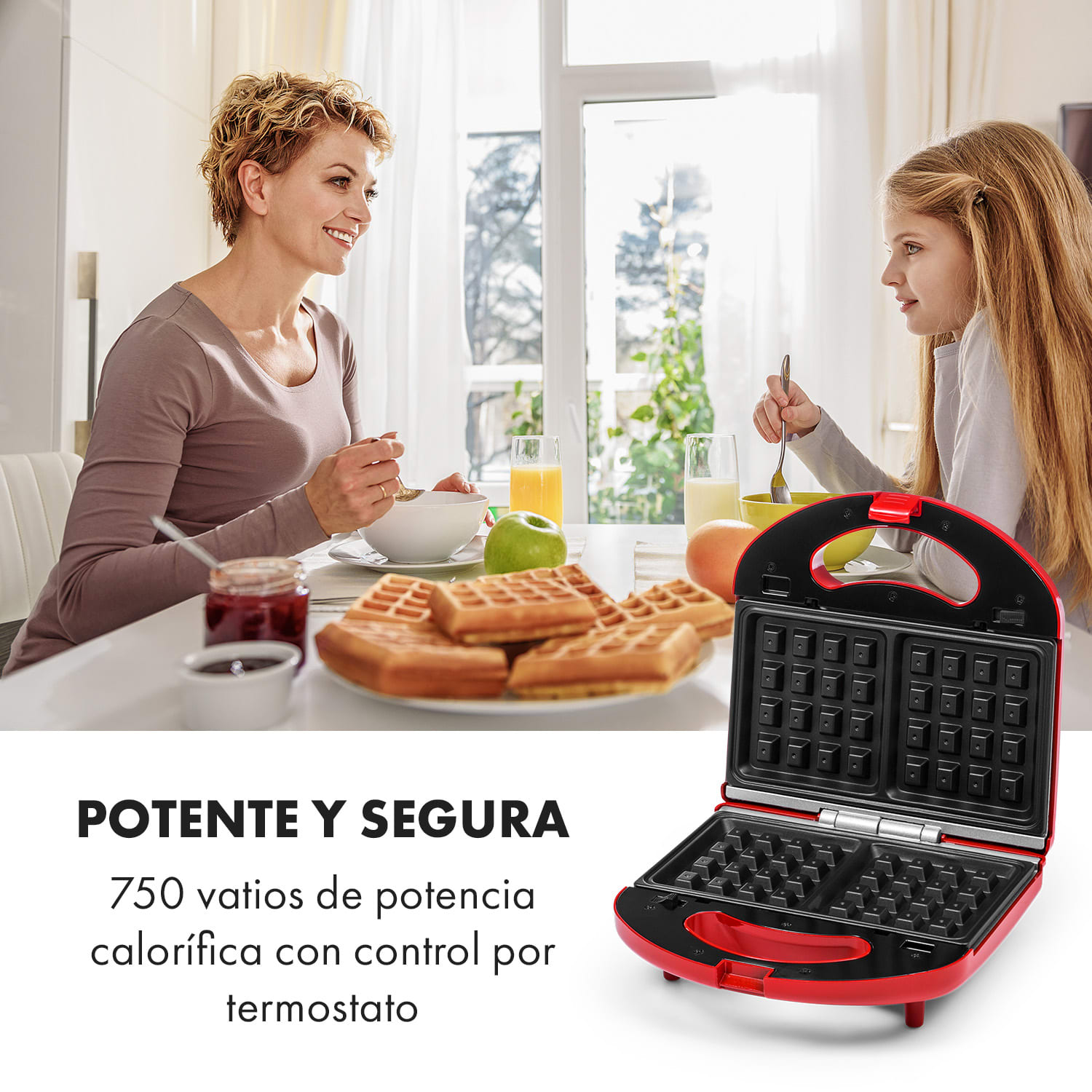 Trilit sandwichera 3 en 1 750 W 3 placas LED antiadherente roja Rojo