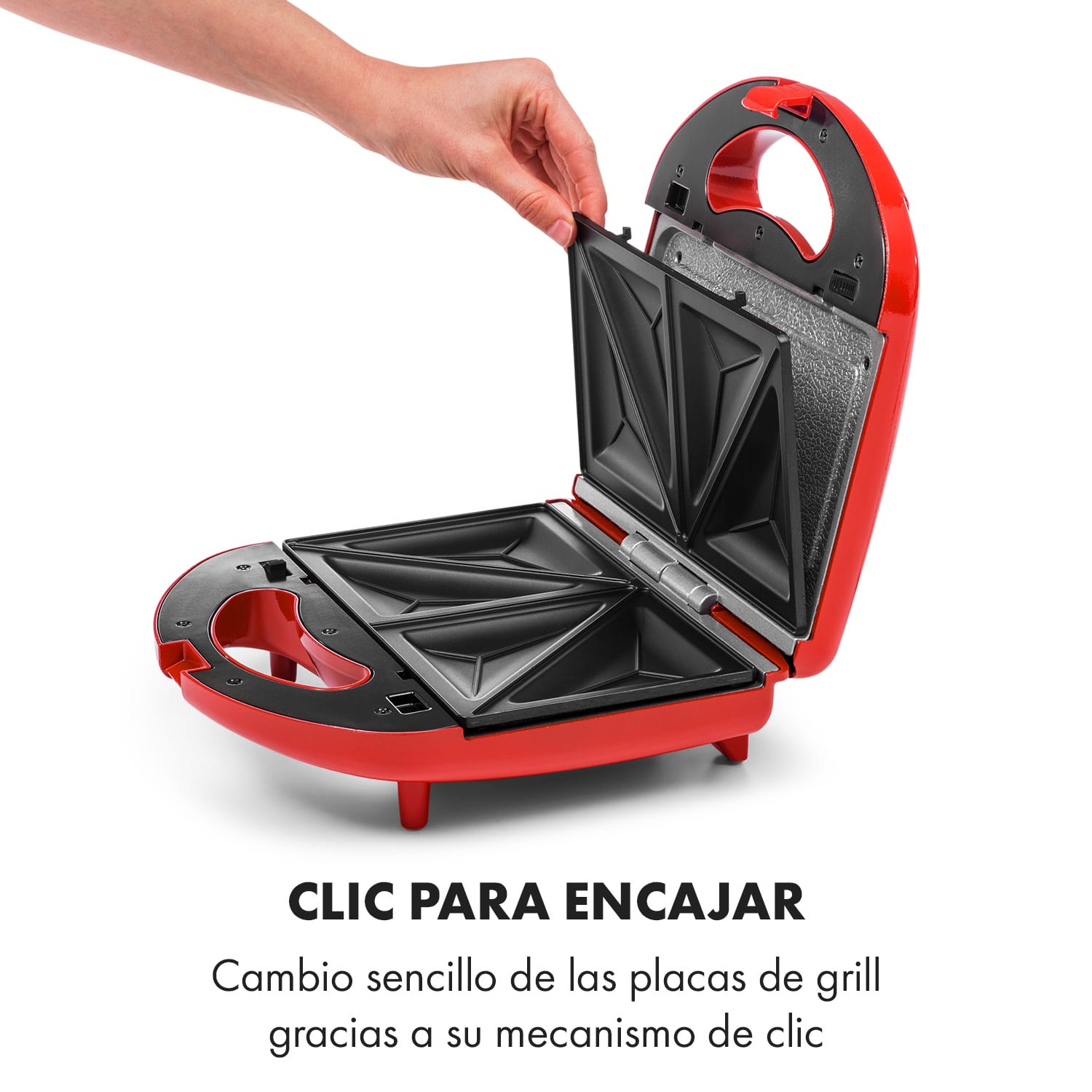 Trilit sandwichera 3 en 1 750 W 3 placas LED antiadherente roja Rojo