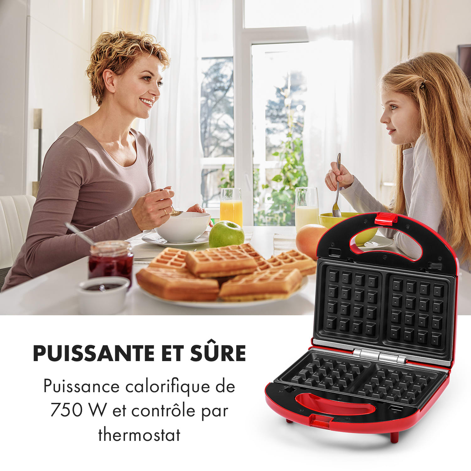Trilit 3-in-1 Sandwich Maker 750W 3 bakplaten LED anti-aanbaklaag rood Rood