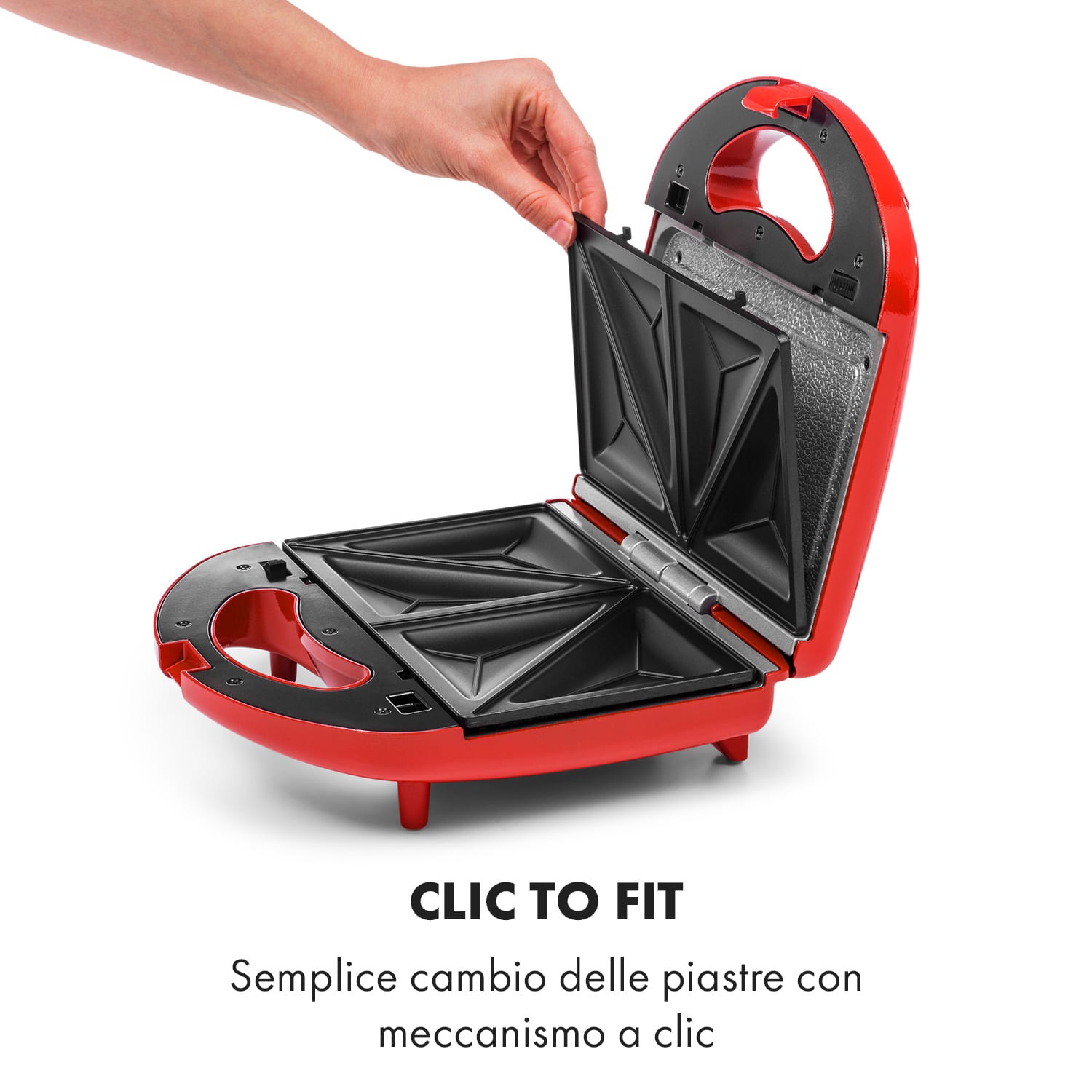 Trilit 3 in 1 Sandwich Maker 750W piastre grill LED antiaderente rosso Rosso