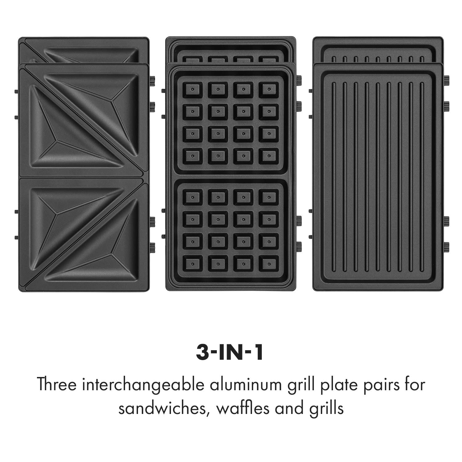 Trilit 3-in-1 Sandwich Maker 750W 3 bakplaten LED anti-aanbaklaag rood Rood