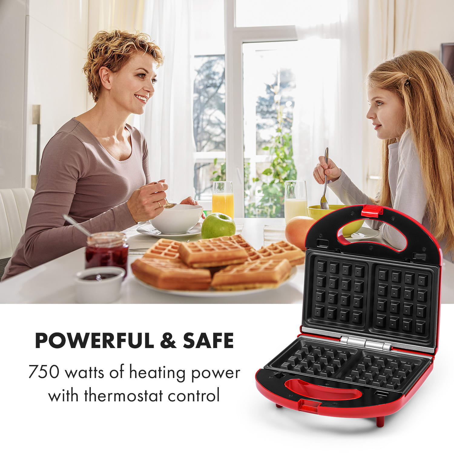 Trilit 3-in-1 Sandwich Maker 750W 3 bakplaten LED anti-aanbaklaag rood Rood