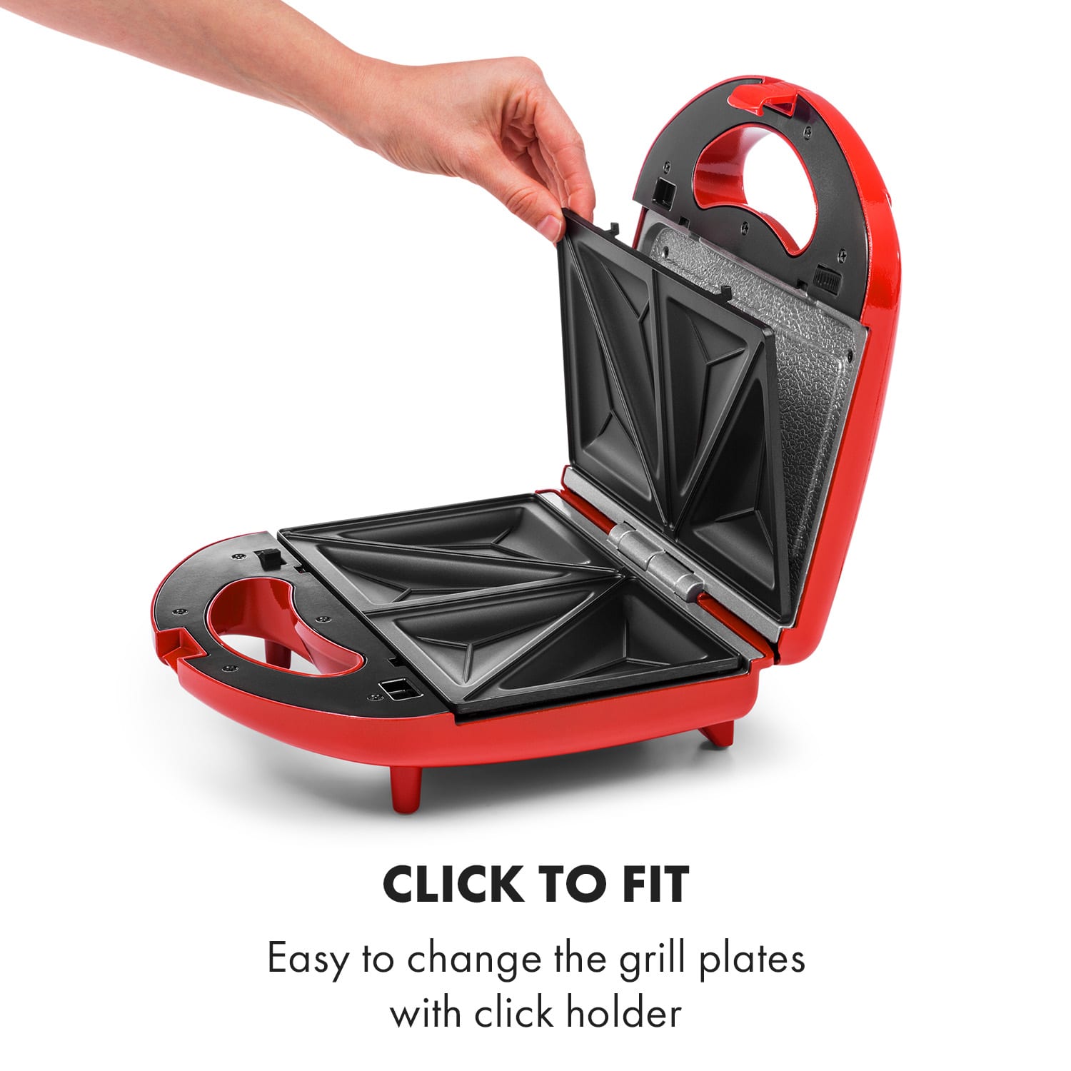 Trilit 3-in-1 Sandwich Maker 750W 3 bakplaten LED anti-aanbaklaag rood Rood