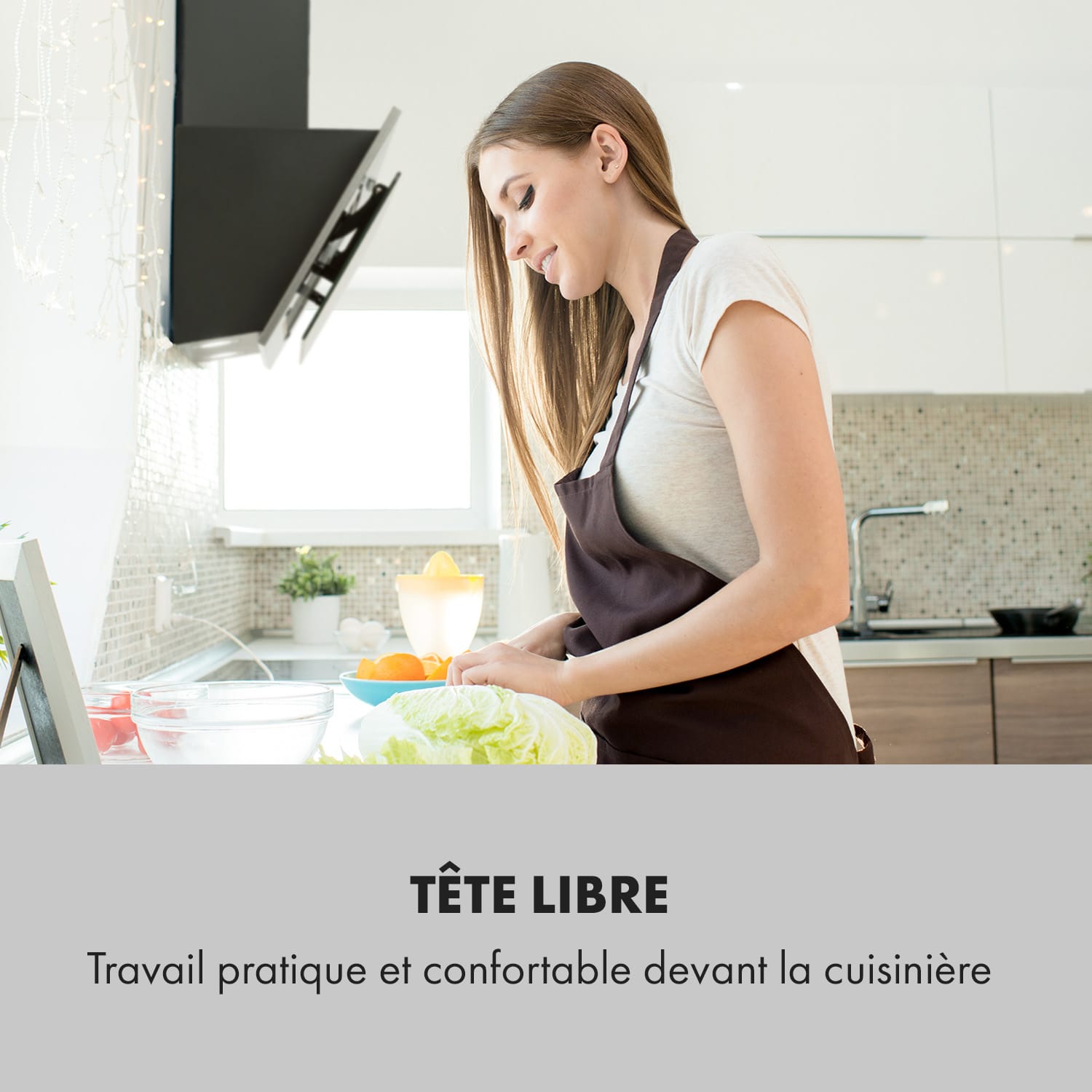 Alessia Hotte aspirante 60cm tête libre 350 m³/h Push Control B - Noir 