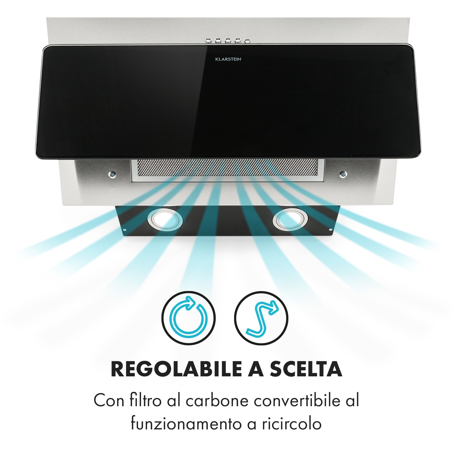 Alessia Cappa Aspirante Inclinata 350 m³/h Push Control nero 